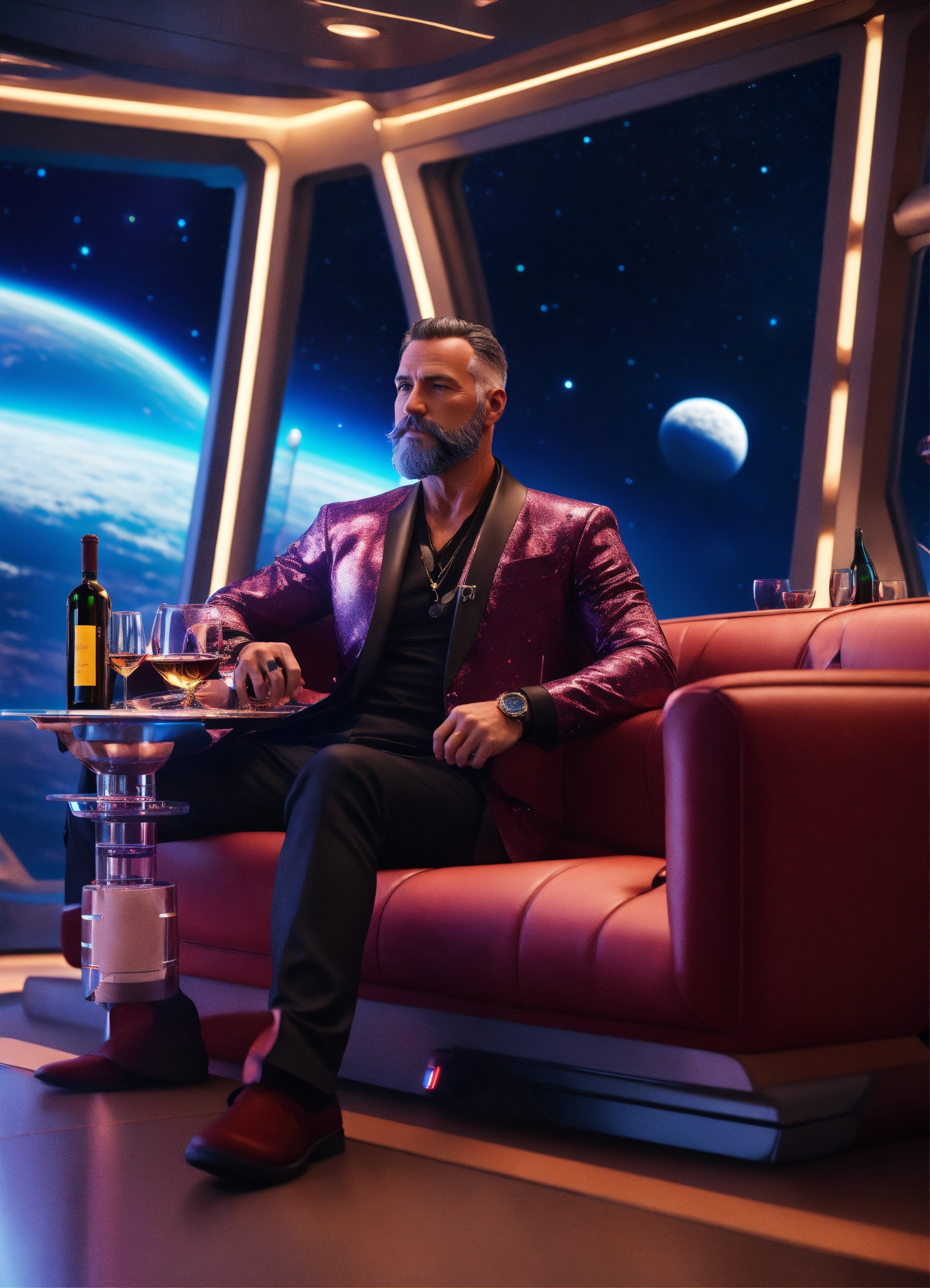 Lexica - 45 year old masculine man with trim beard in futuristic ...