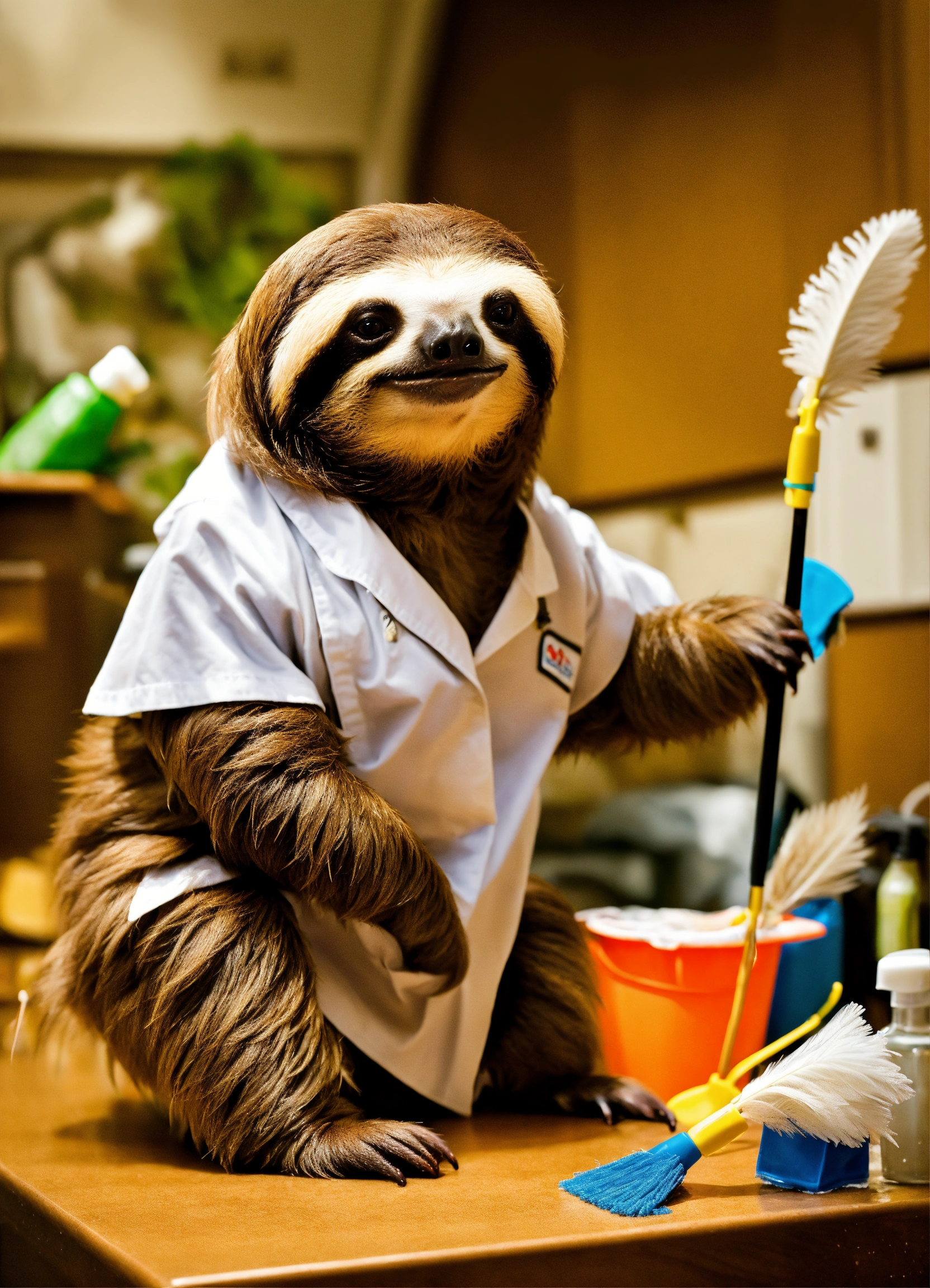 Lexica - Sloths as Professional Cleaners Imagine sloths in maid ...