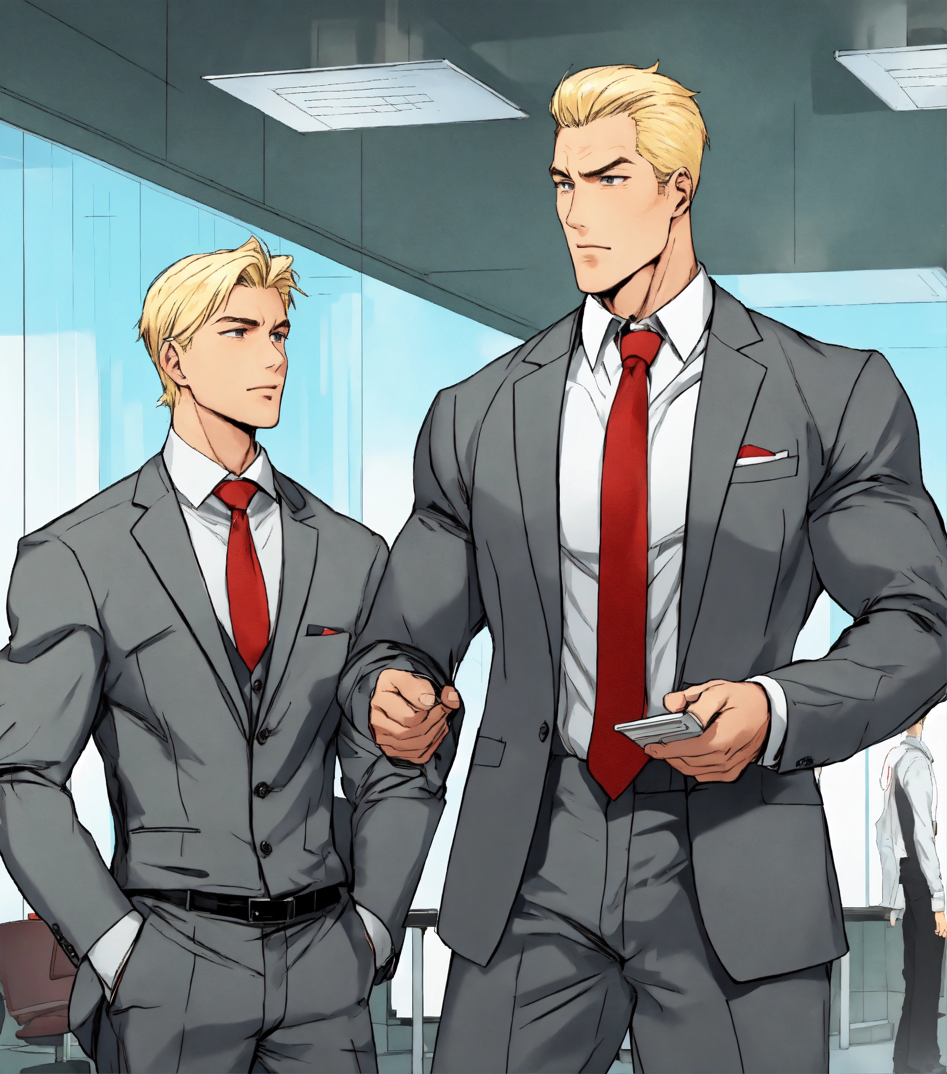 Lexica A Blonde Muscular Businessman Large Shoulders Lecturing His 