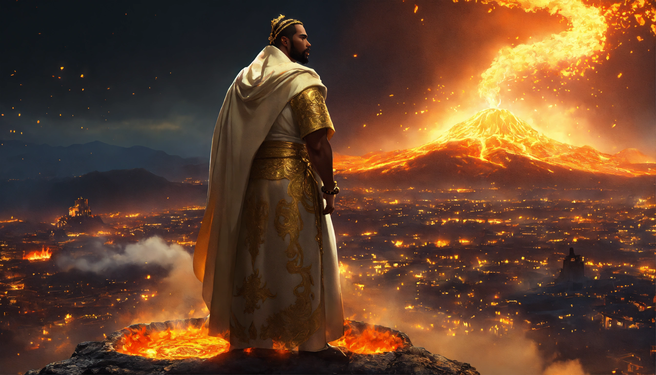 Lexica - Illustrate a view of a handsome black man wearing a long ...