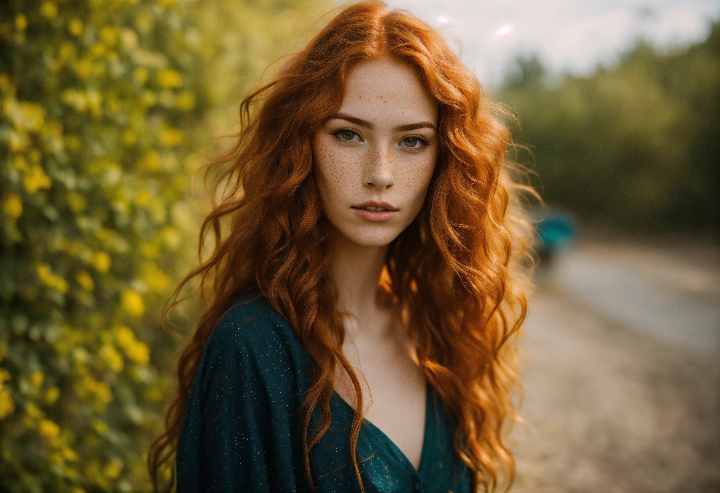 Lexica Incredibly Beautiful Ginger Haired Woman With Freckles Wavy