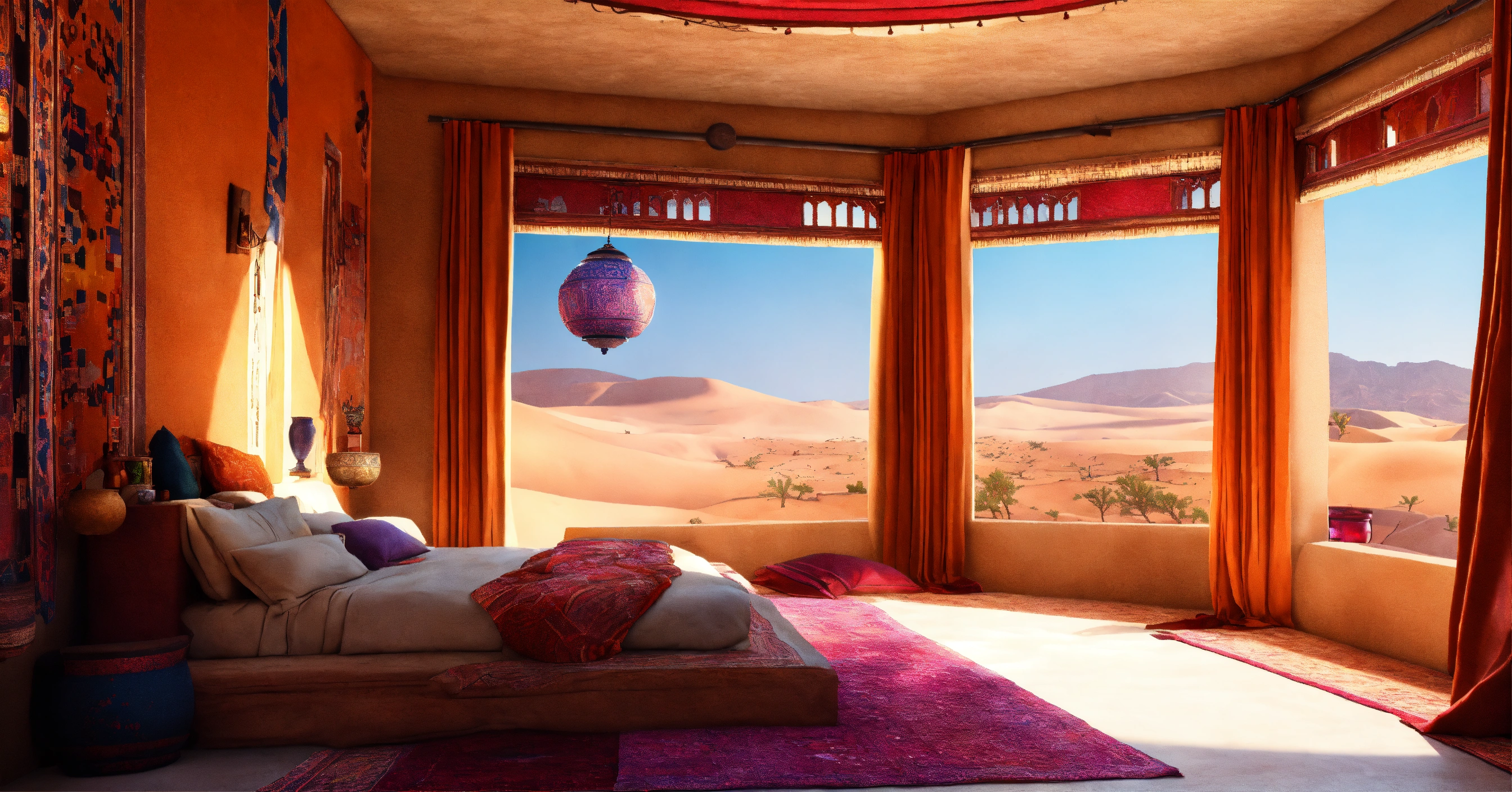 Lexica - Concept art of a large desert home bedroom, jakku, desert, hut ...
