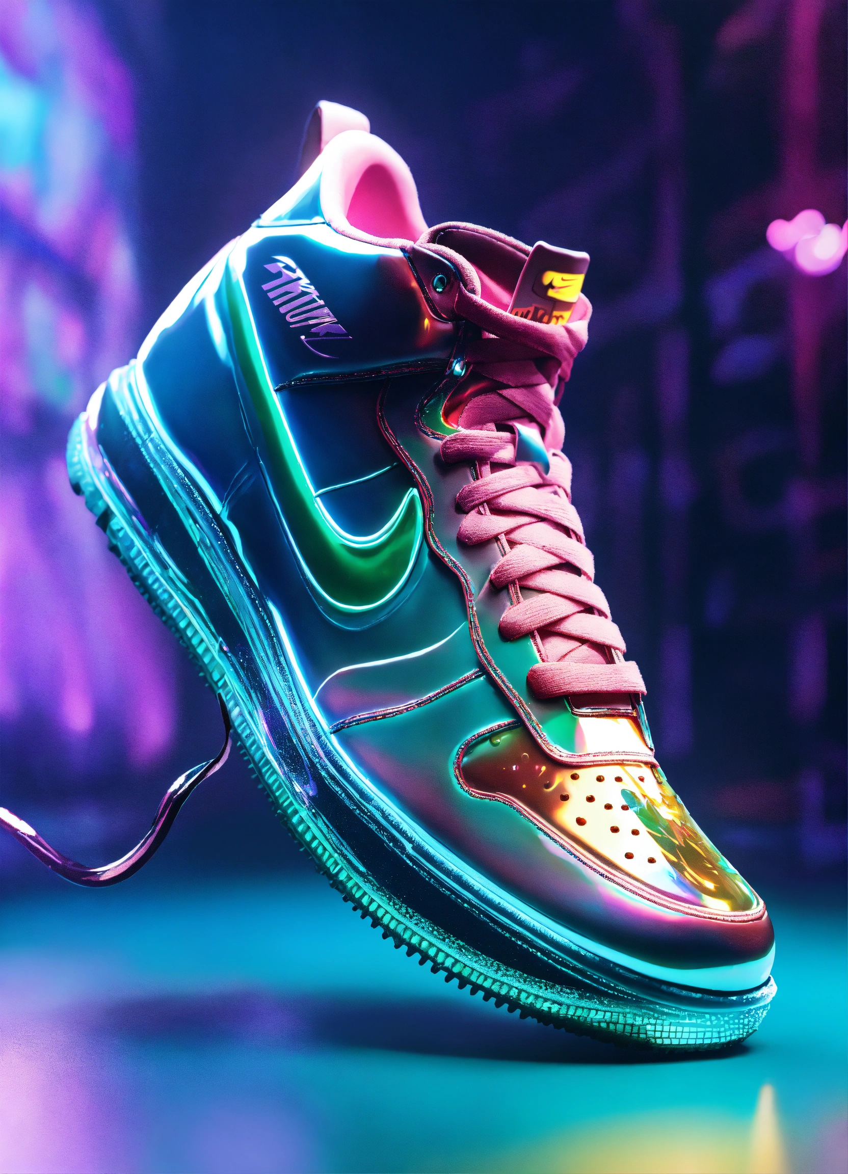 Lexica - Surreal Nike sneakers made out (iridescent glass), PCB, hyper ...