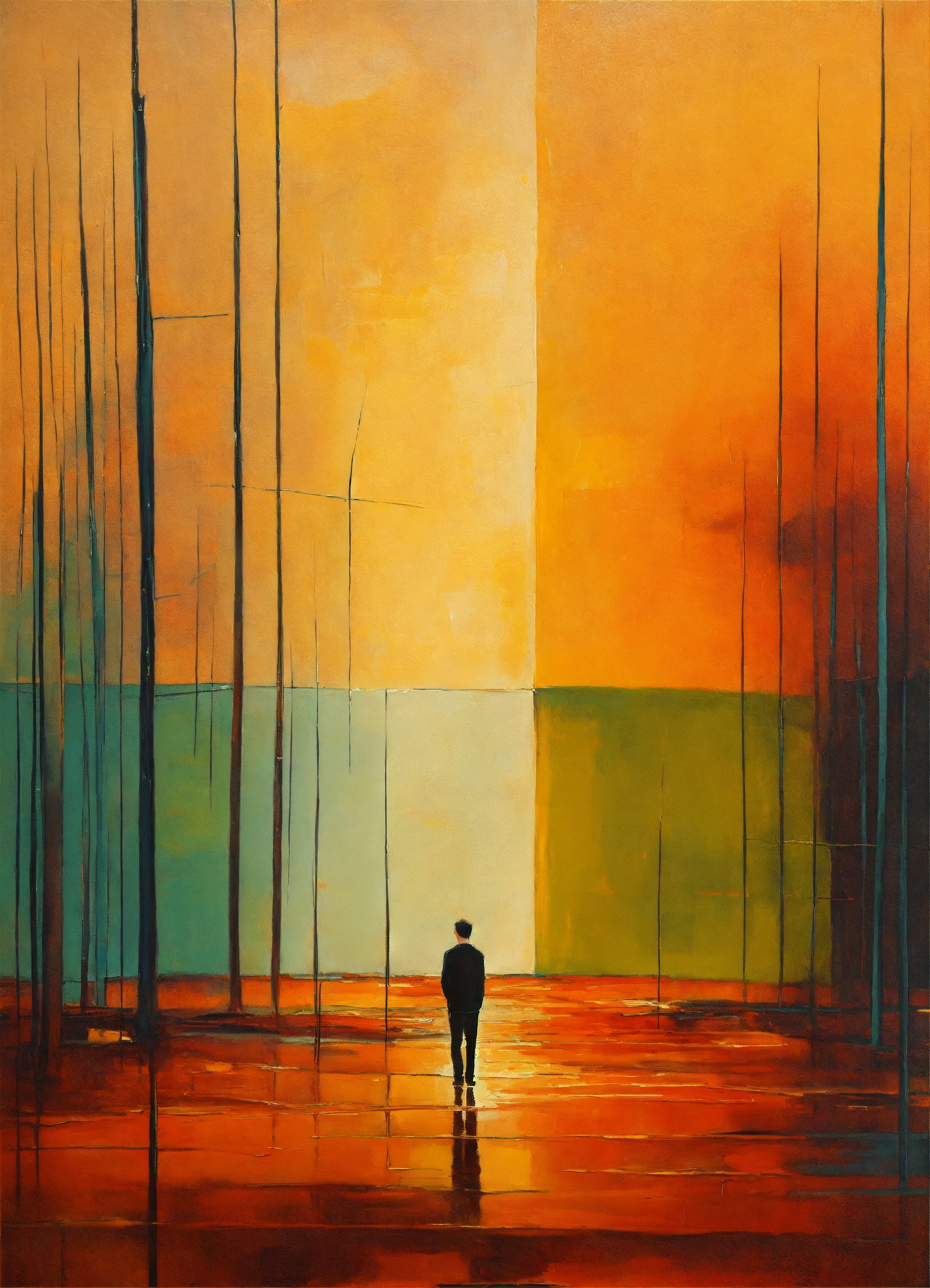 Lexica - Abstract and minimalist oil painting of self discovery in warm ...