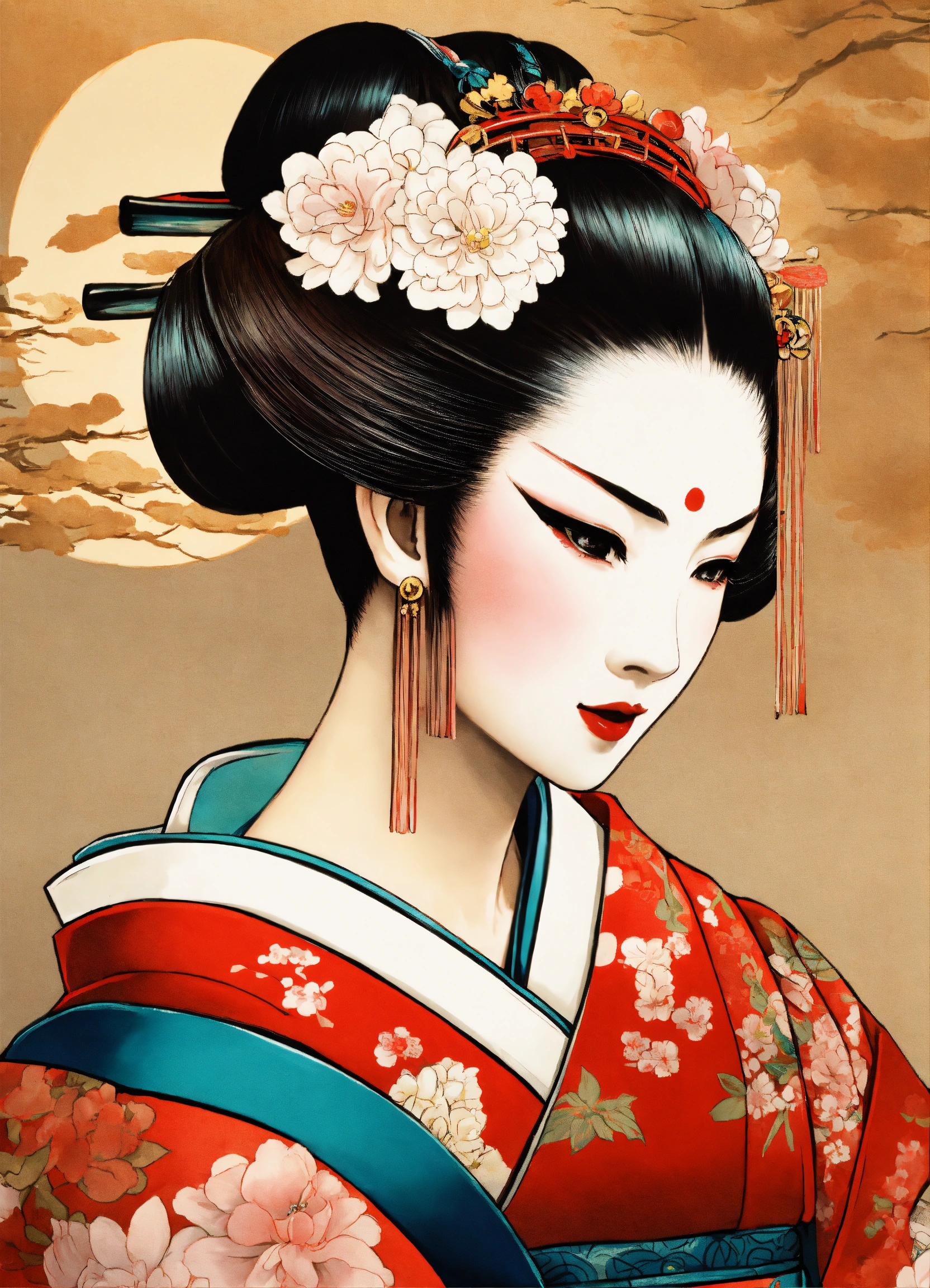 Lexica - Manga Beautiful geisha dressed at japanese noh theatre