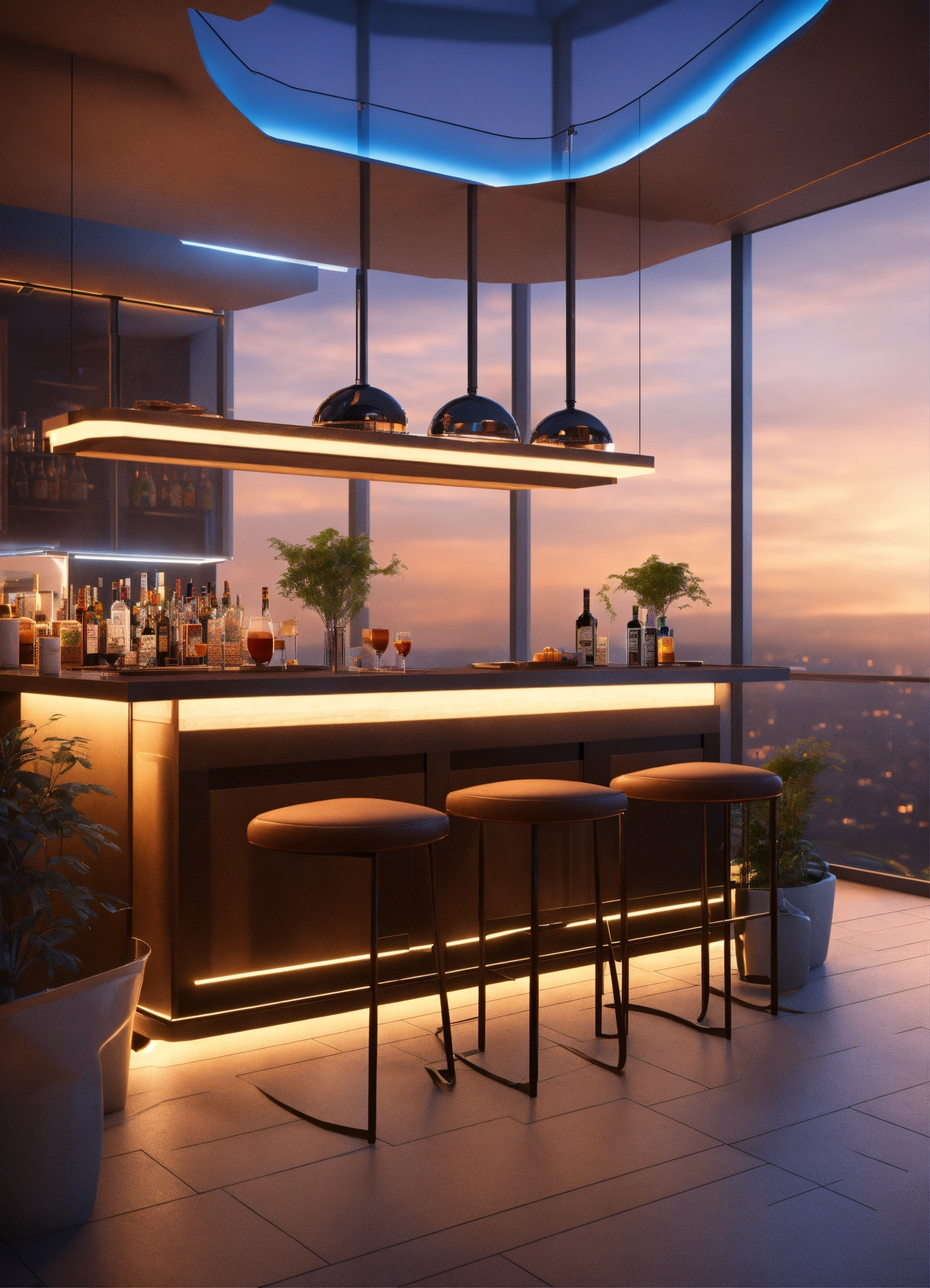 Beautiful view of Minimalist Futuristic Penthouse