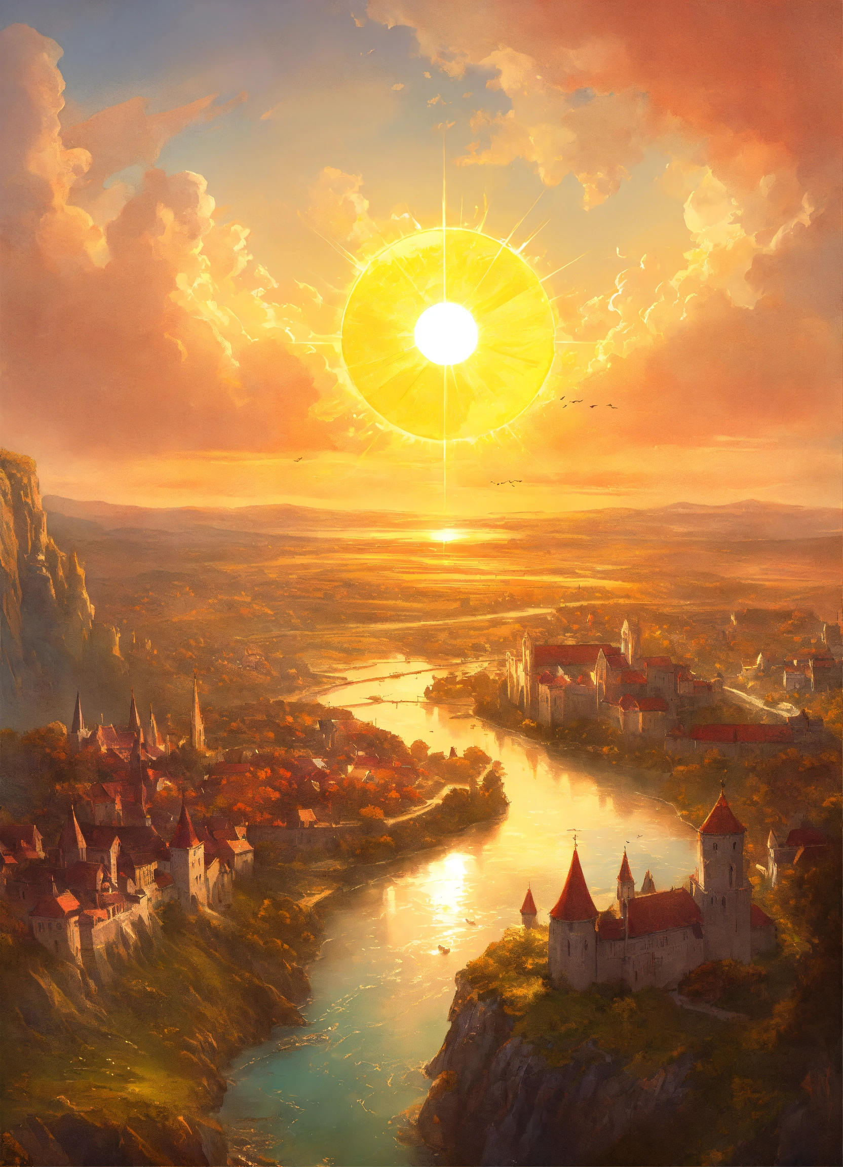 Lexica - Image of a very huge bright shining sun dominating the image ...