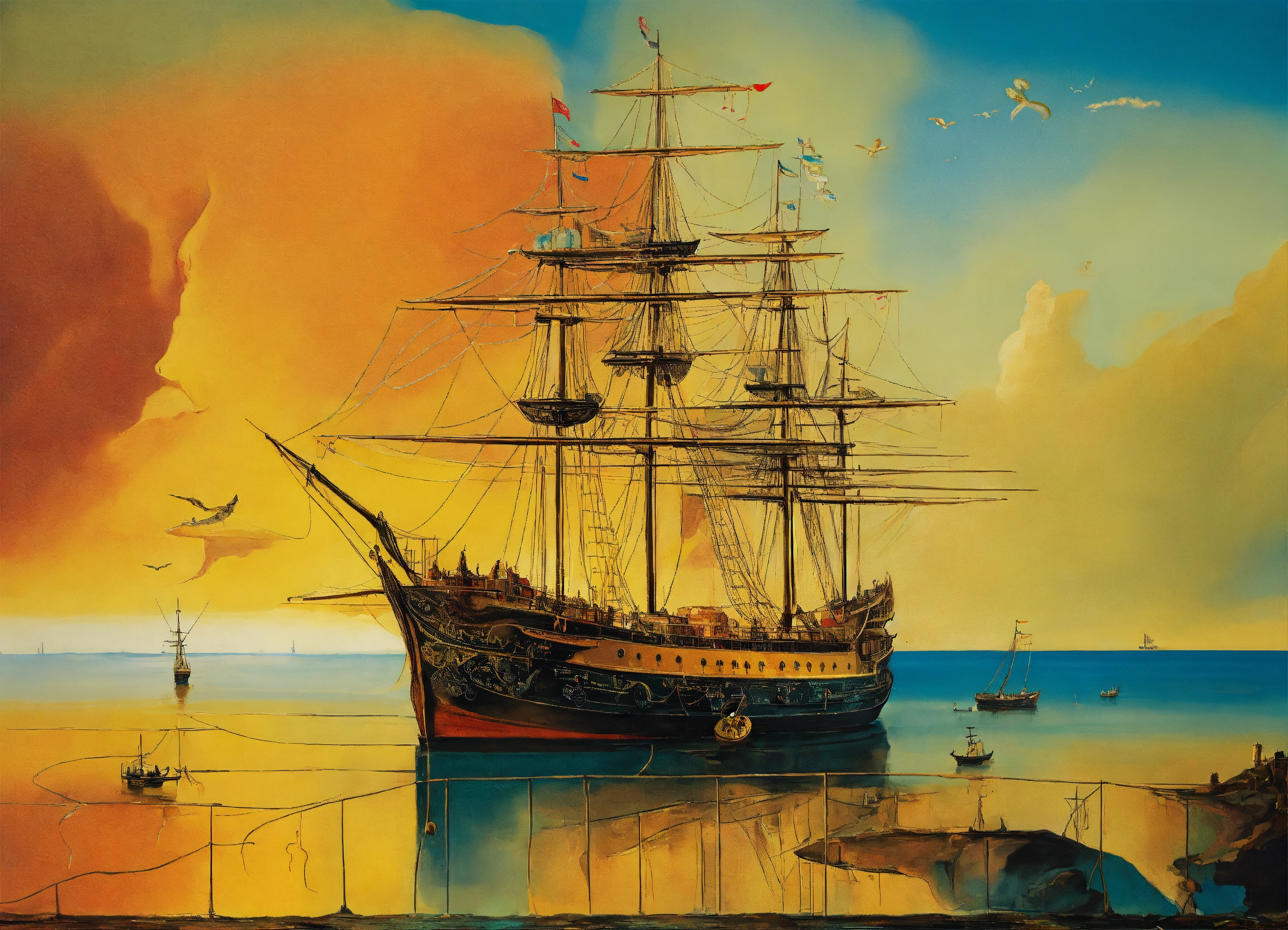 Lexica - Ship, colorful, salvador dali
