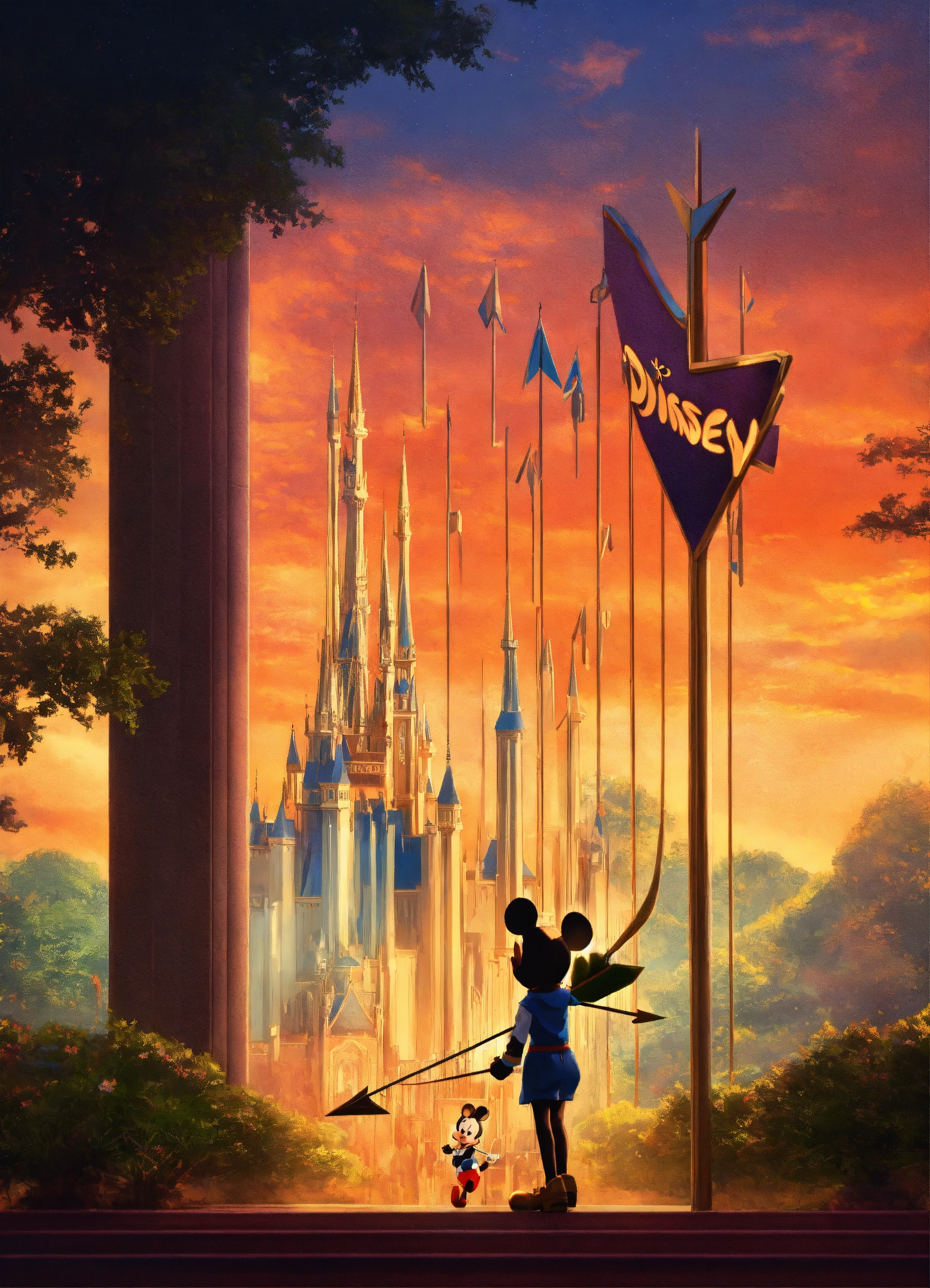 Lexica - A stock symbol going down with the Disney Logo as the arrow