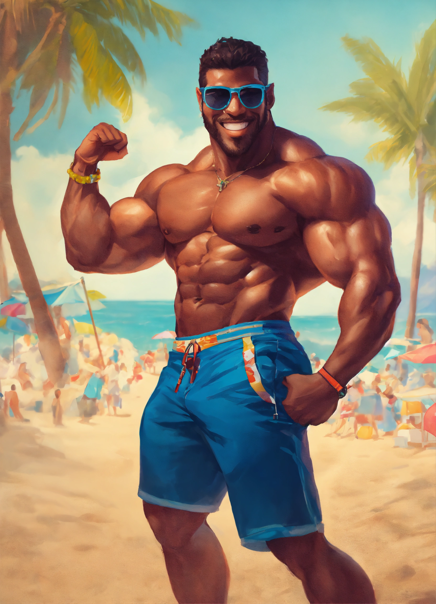 Lexica - A riped bull with abs and shorts and sunglasses and a Bigg ...