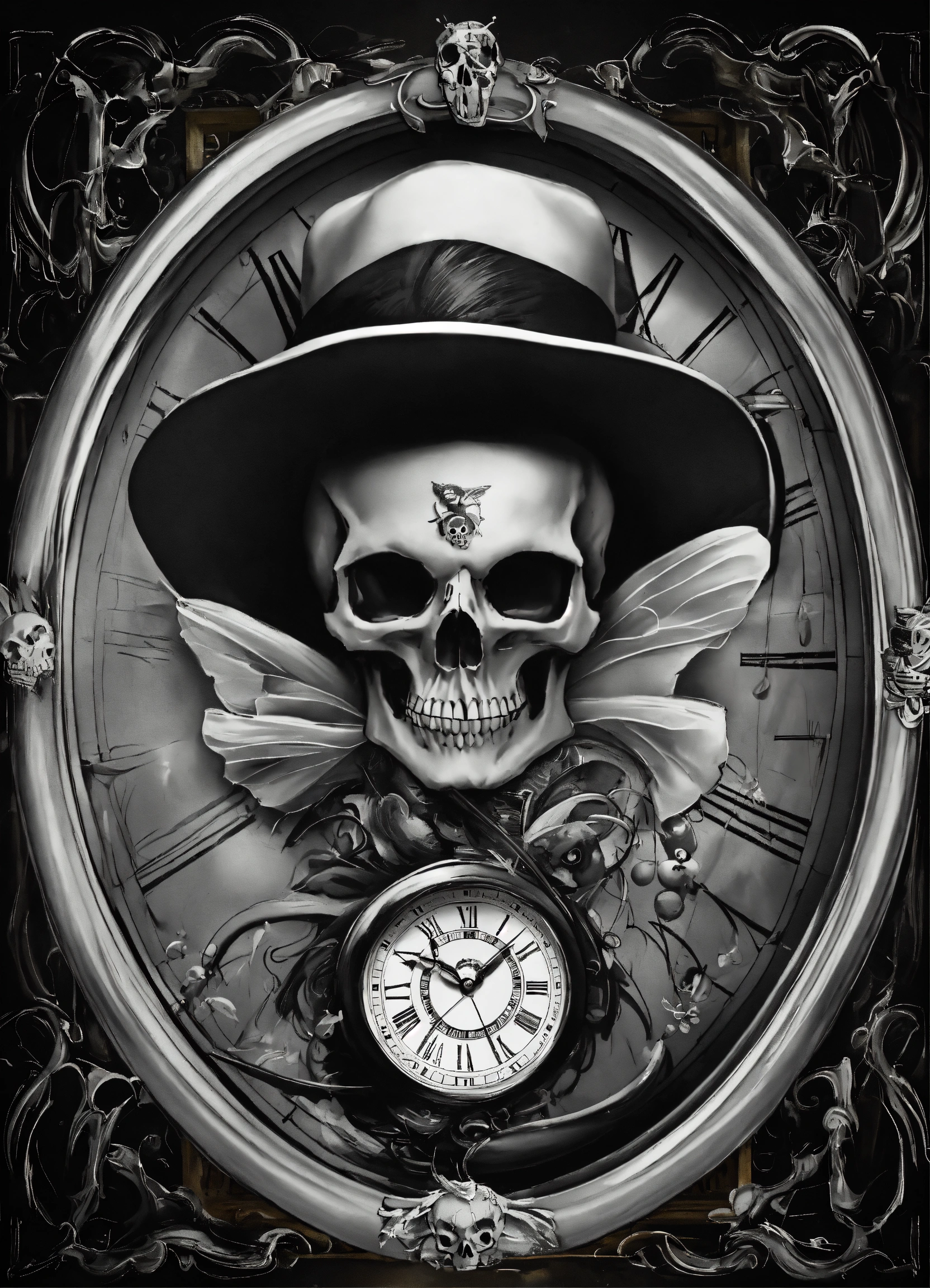Lexica - Mafia fisch doctor clock skull magie trip monochrom