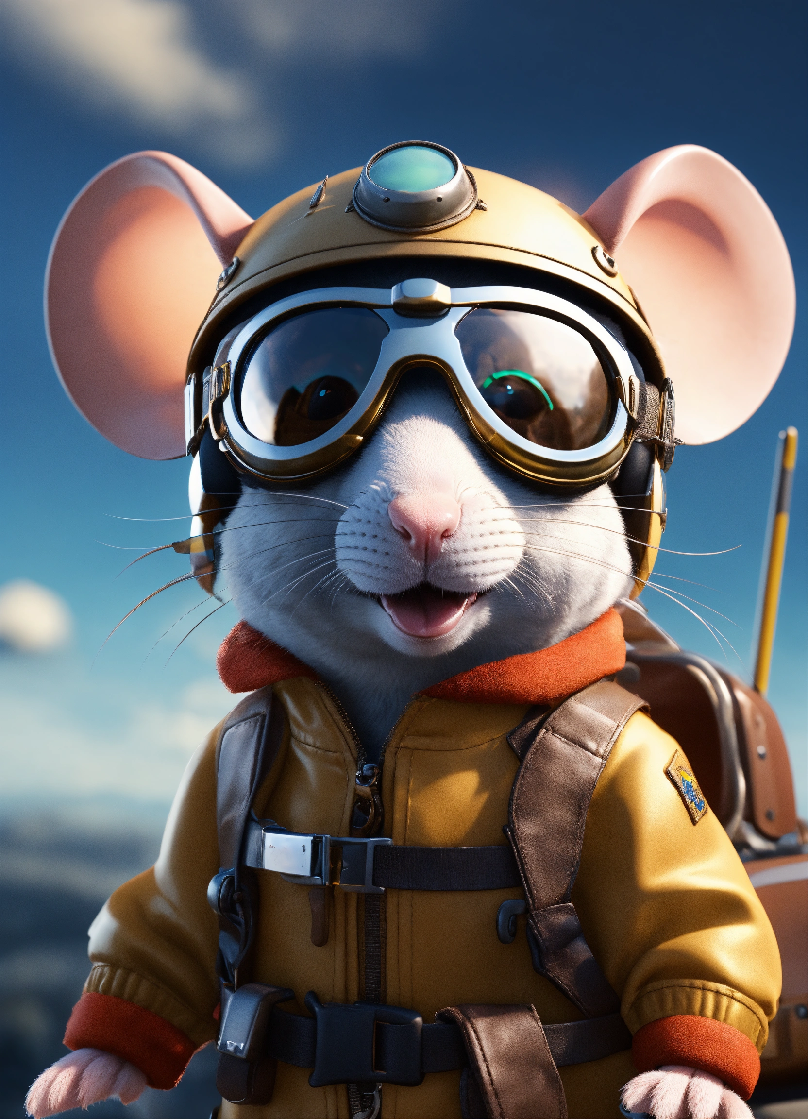 Lexica - A cute mouse pilot, wearing aviation googles, unreal engine ...