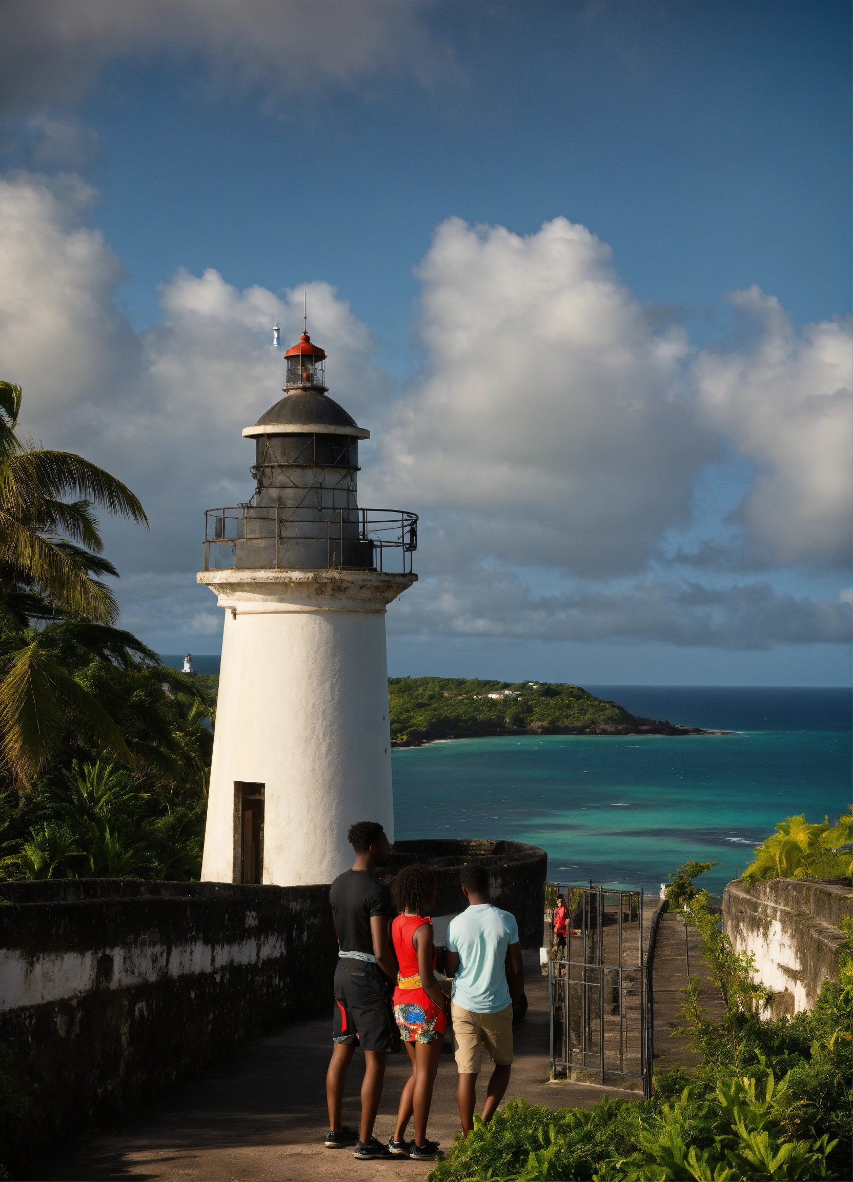 Lexica Un Jeunes Homme Noir Et Une Jeunes Femme Blanche Regarde Un Cocher Soleil Sur La Phare