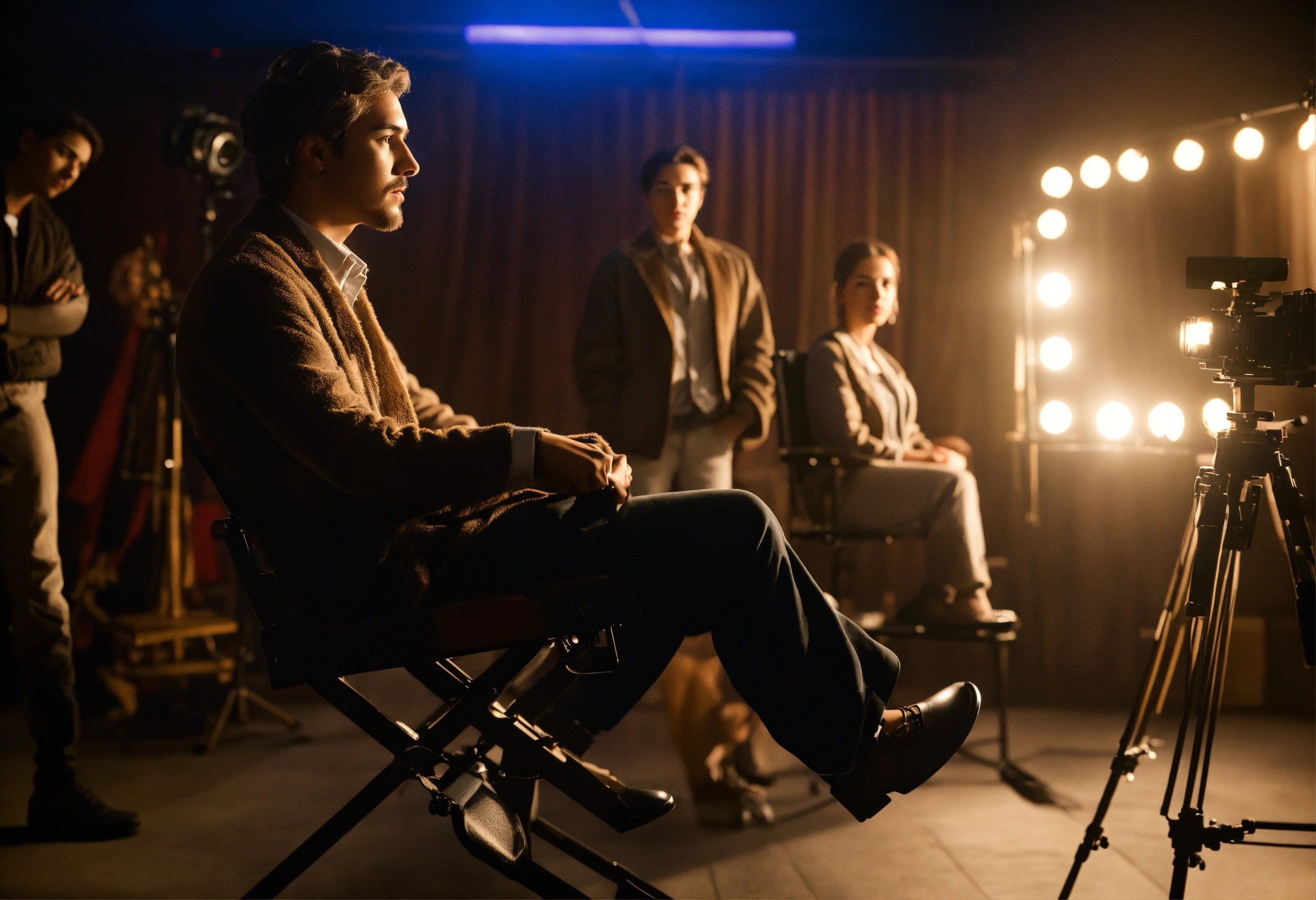 Lexica - The director in the director's chair looks towards the set ...