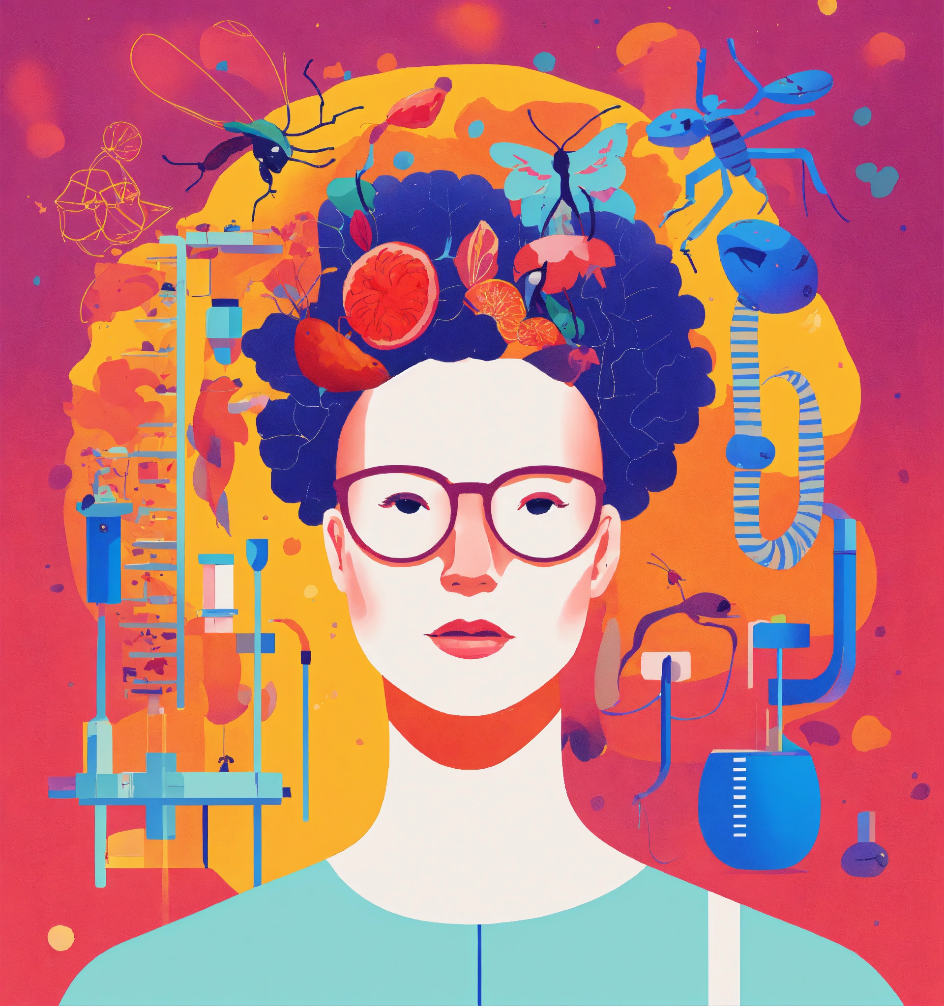 Lexica - Minimalistic illustration biologist of brain, ant, gut linked ...