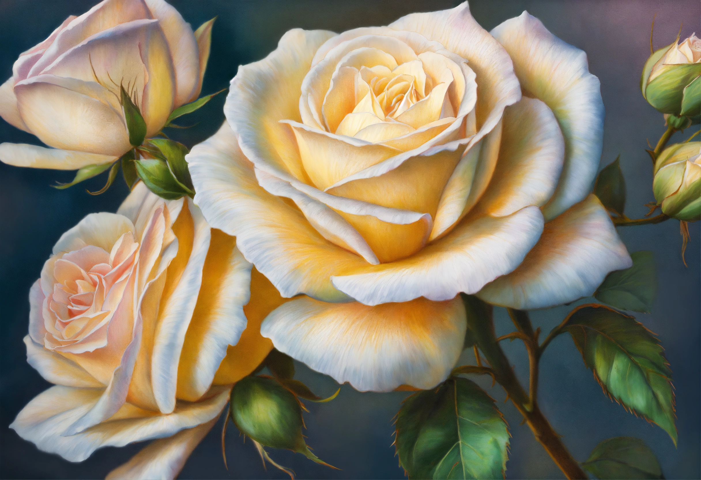 Lexica - Pencil drawing of a beautiful white roses, pastel colours ...