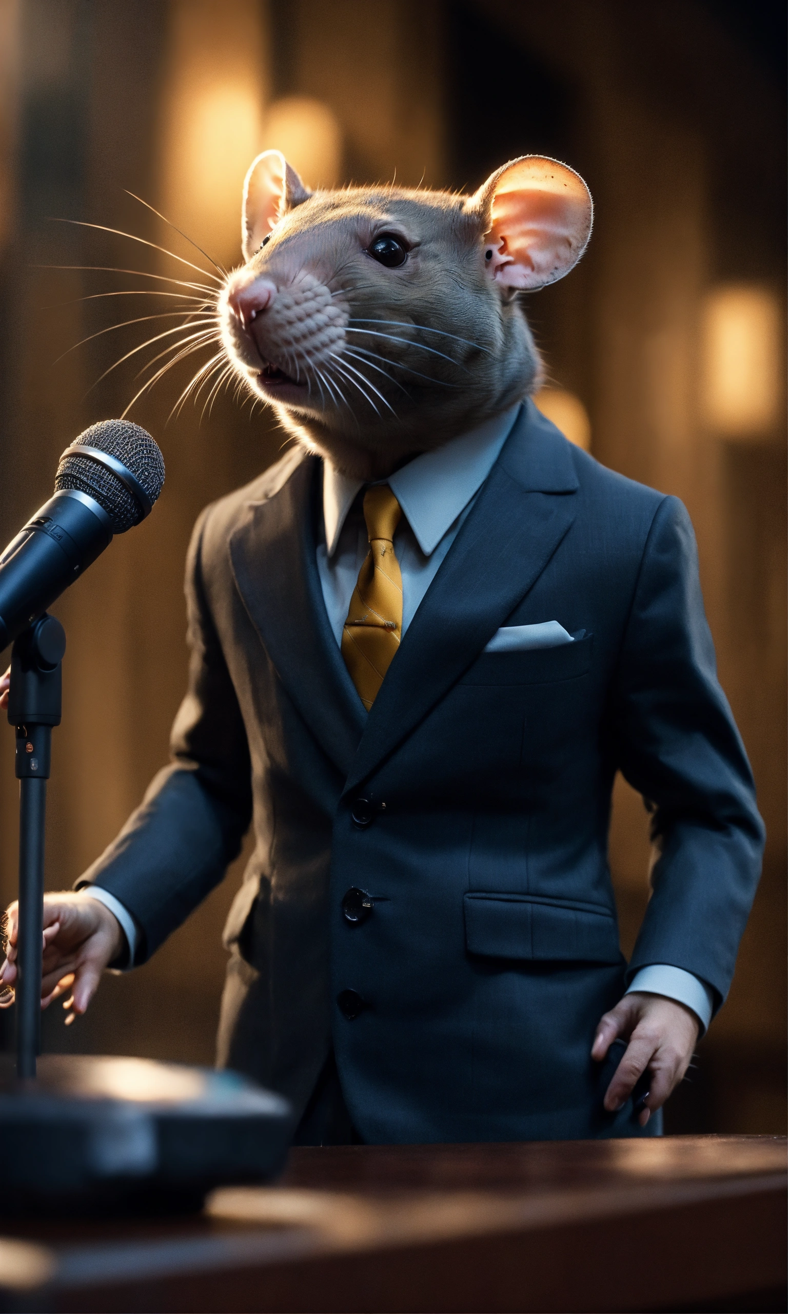 Lexica - Close up image of a rat, tilted to the right of a standing rat ...