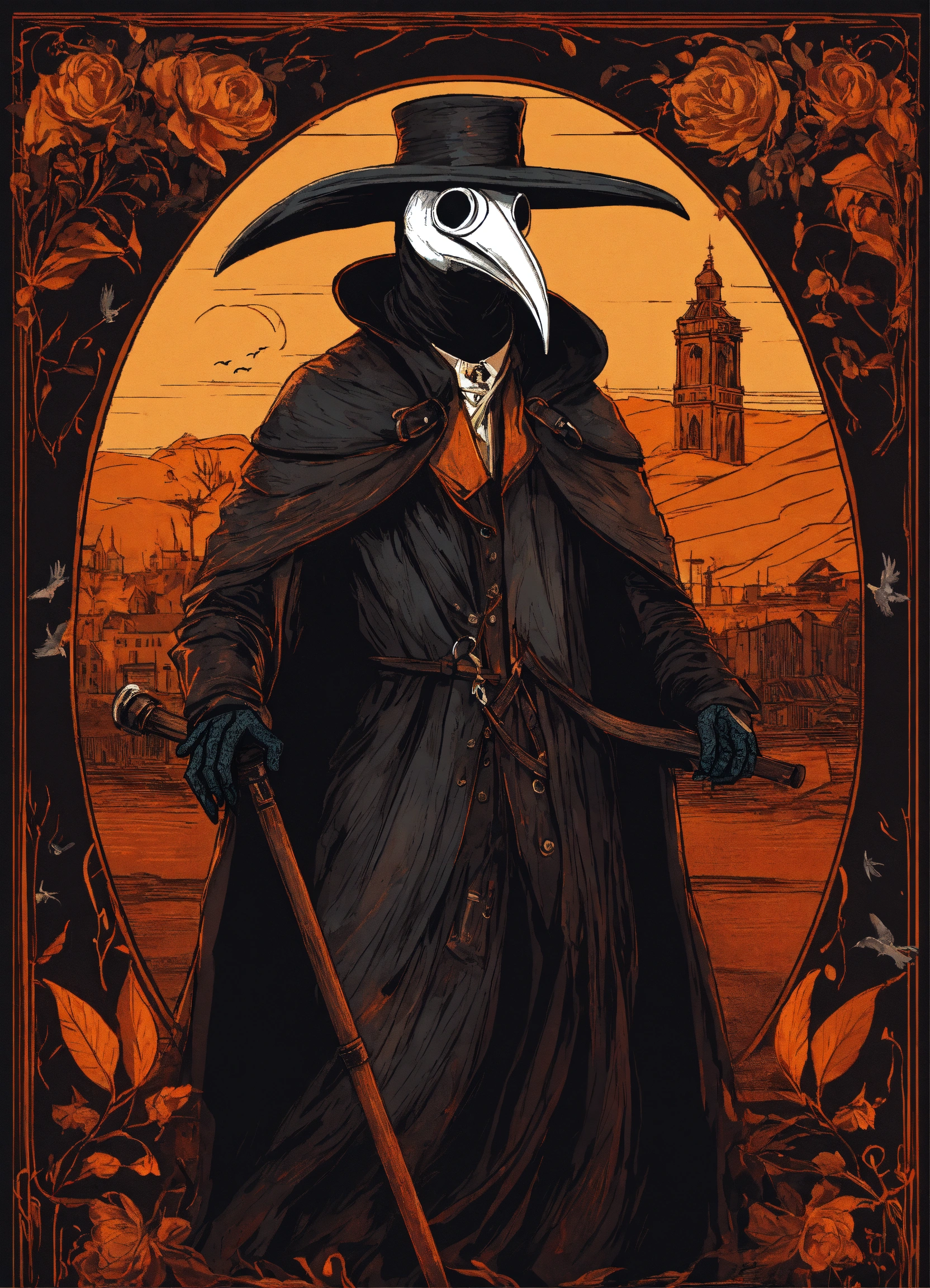 Lexica - AN ILLUSTRATION OF A BLACK PLAGUE DOCTOR ON A BLACK BACKGROUND ...