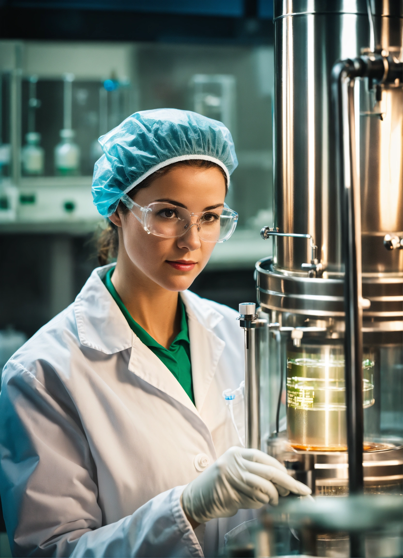 Lexica - Female scientist in a white labcoat working on a stainless ...