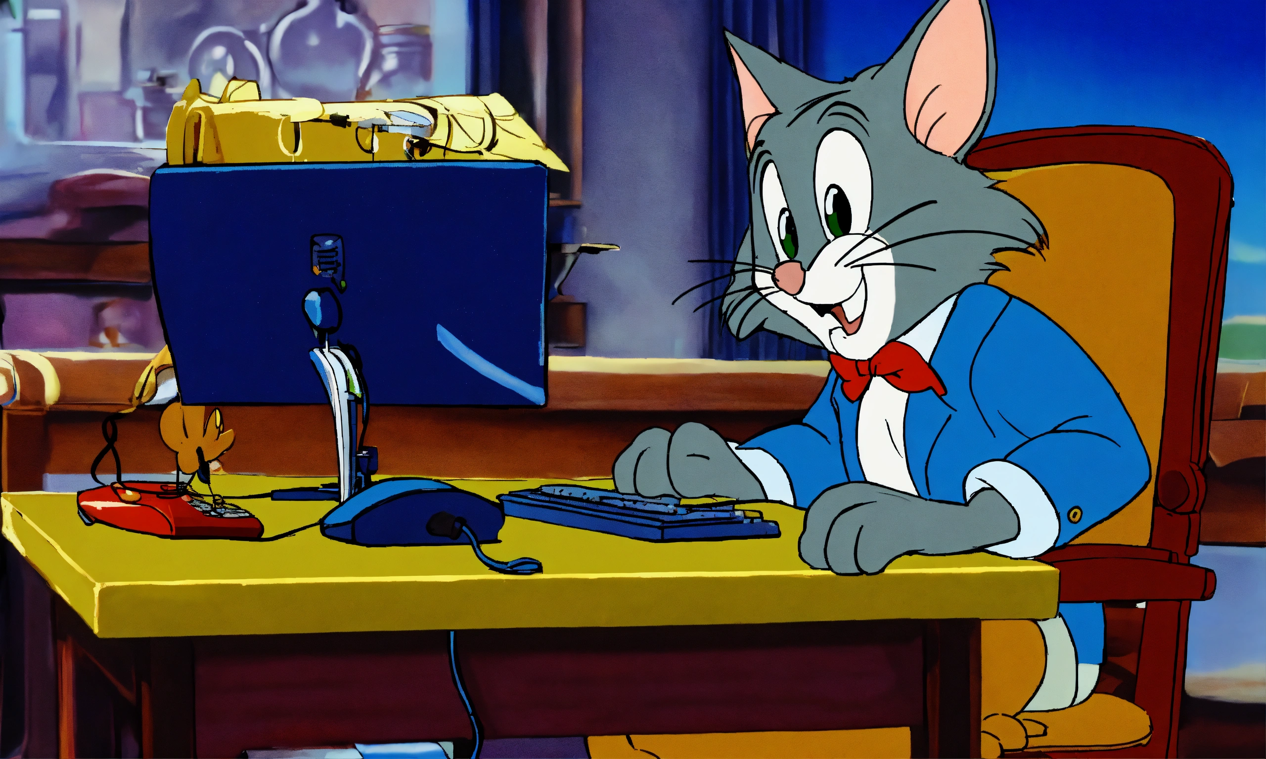 Lexica - A carefree tom from tom and jerry doing customer support
