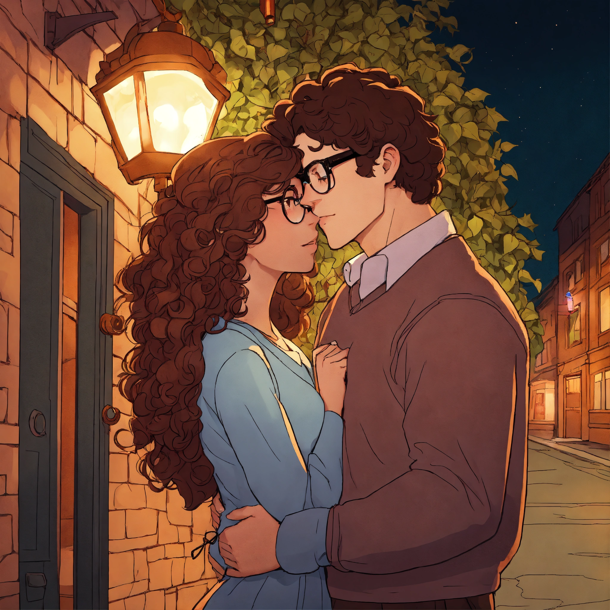 Lexica - Young man with dark brown hair kissing a girl with light brown ...