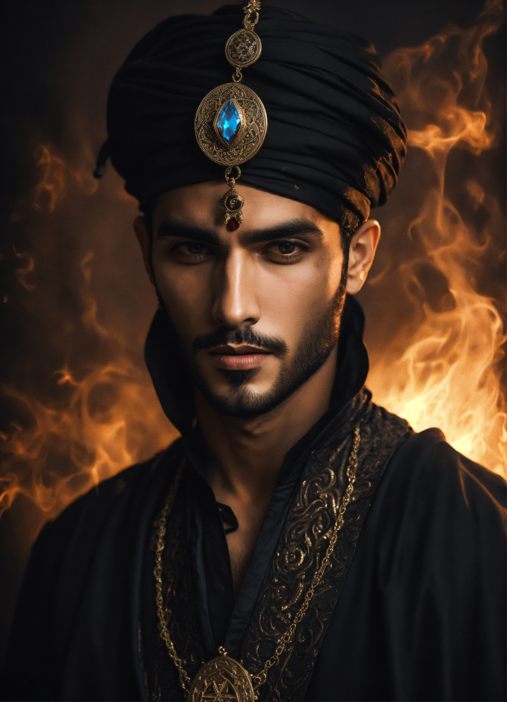 Lexica - Young handsome malevolent Arabic male sorcerer, dark, lavish ...