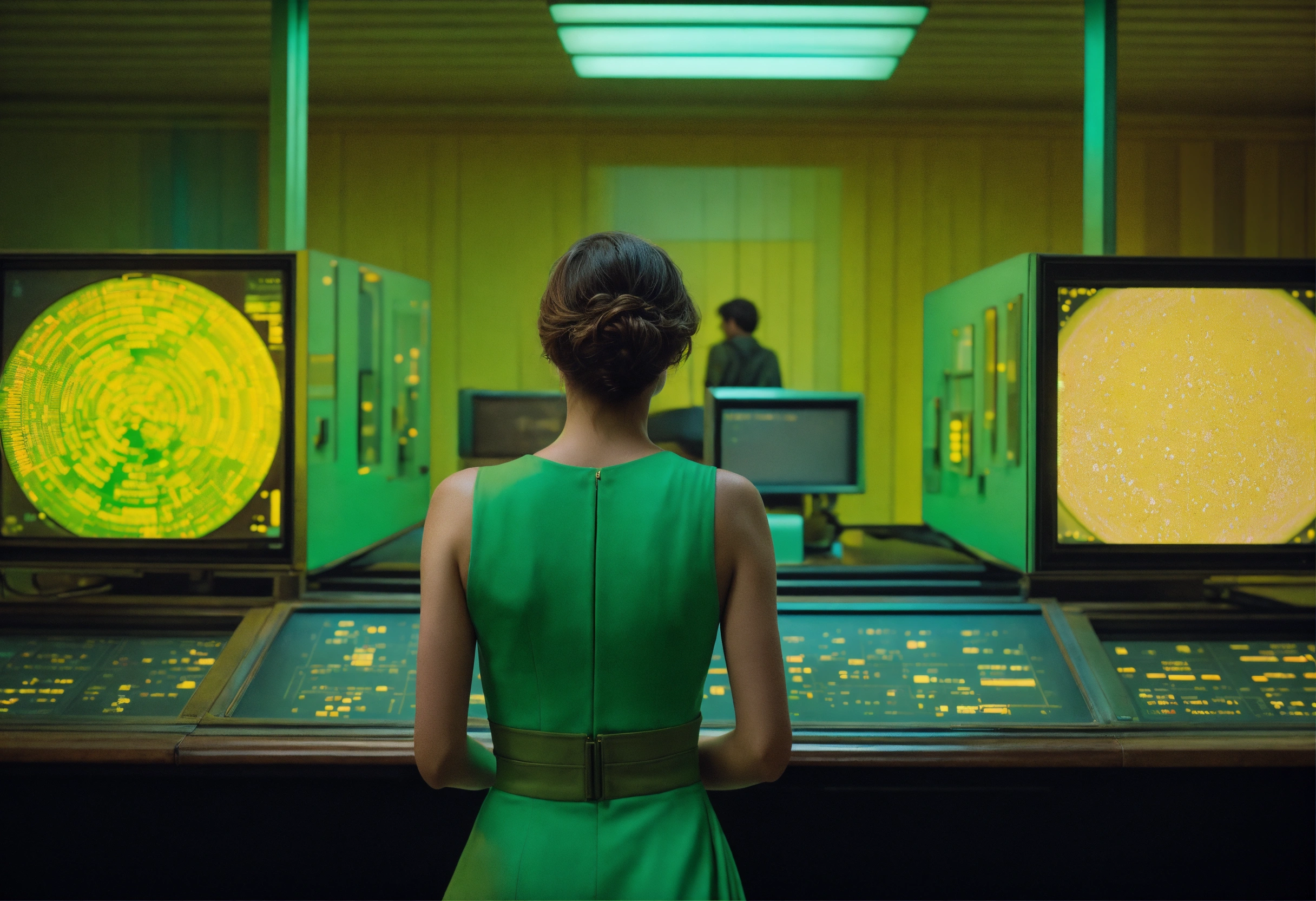 Lexica - Retro data visualization screens, human landscape scene ...