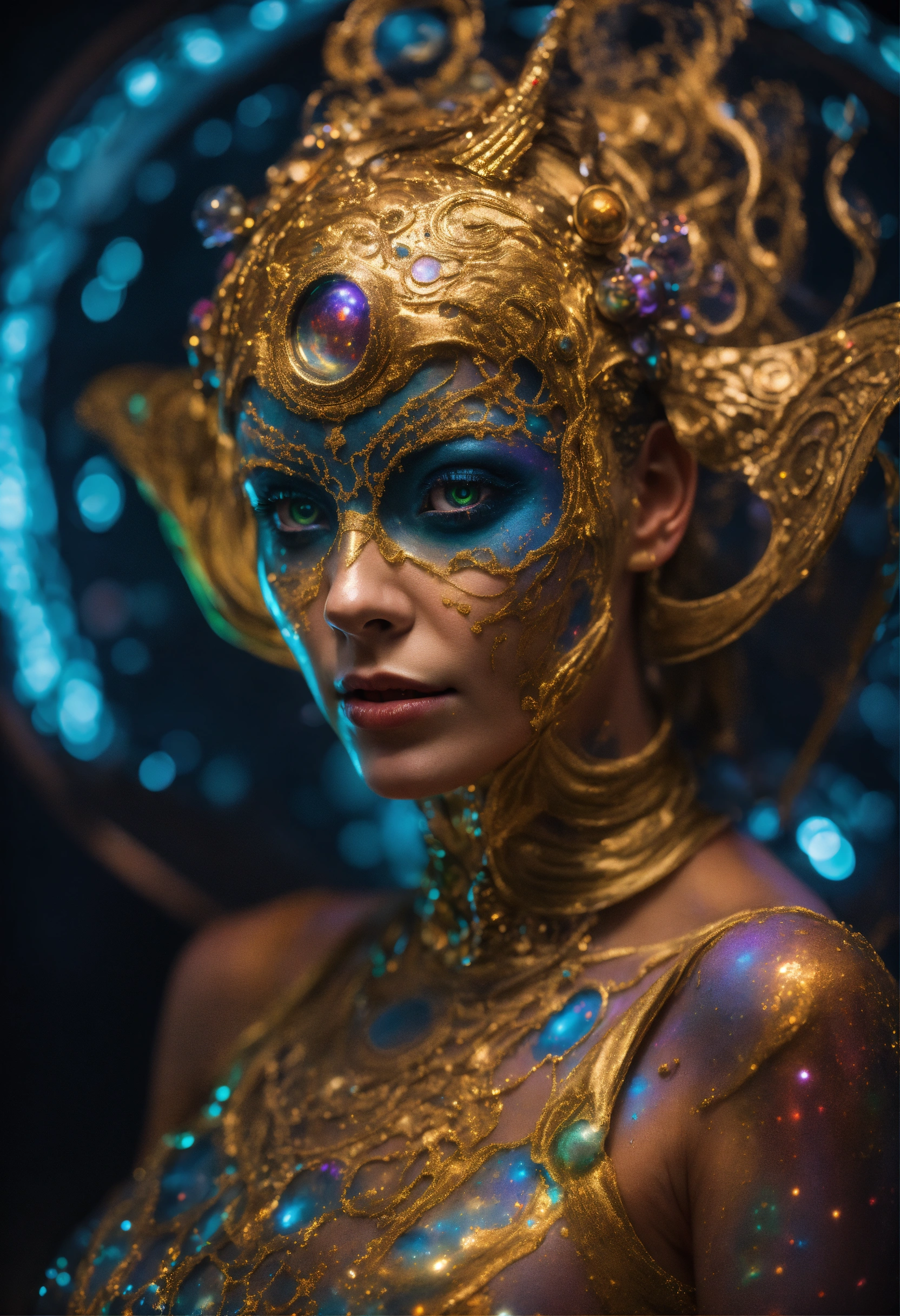 Lexica - An alien dressed up like a human for Halloween, glowing eyes ...