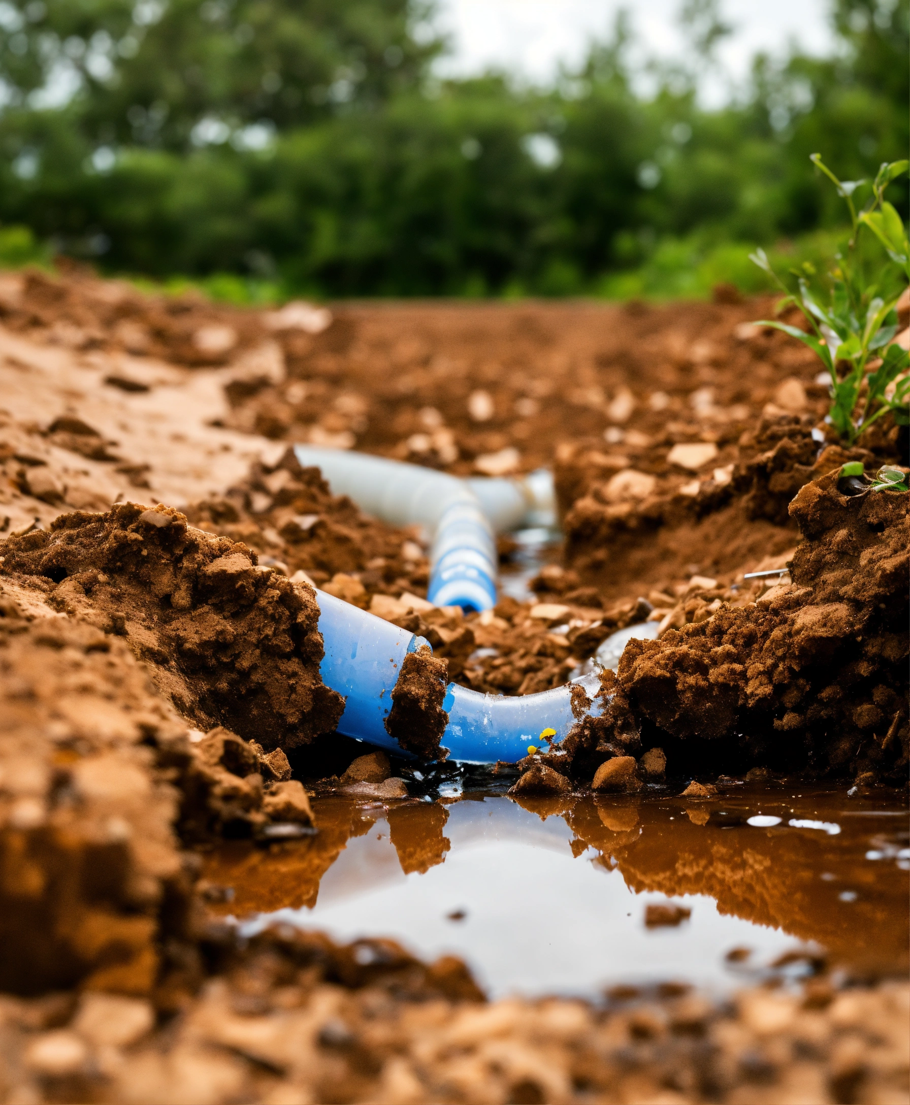 Lexica - Broken plastic pipe at a construction site in need of repair ...