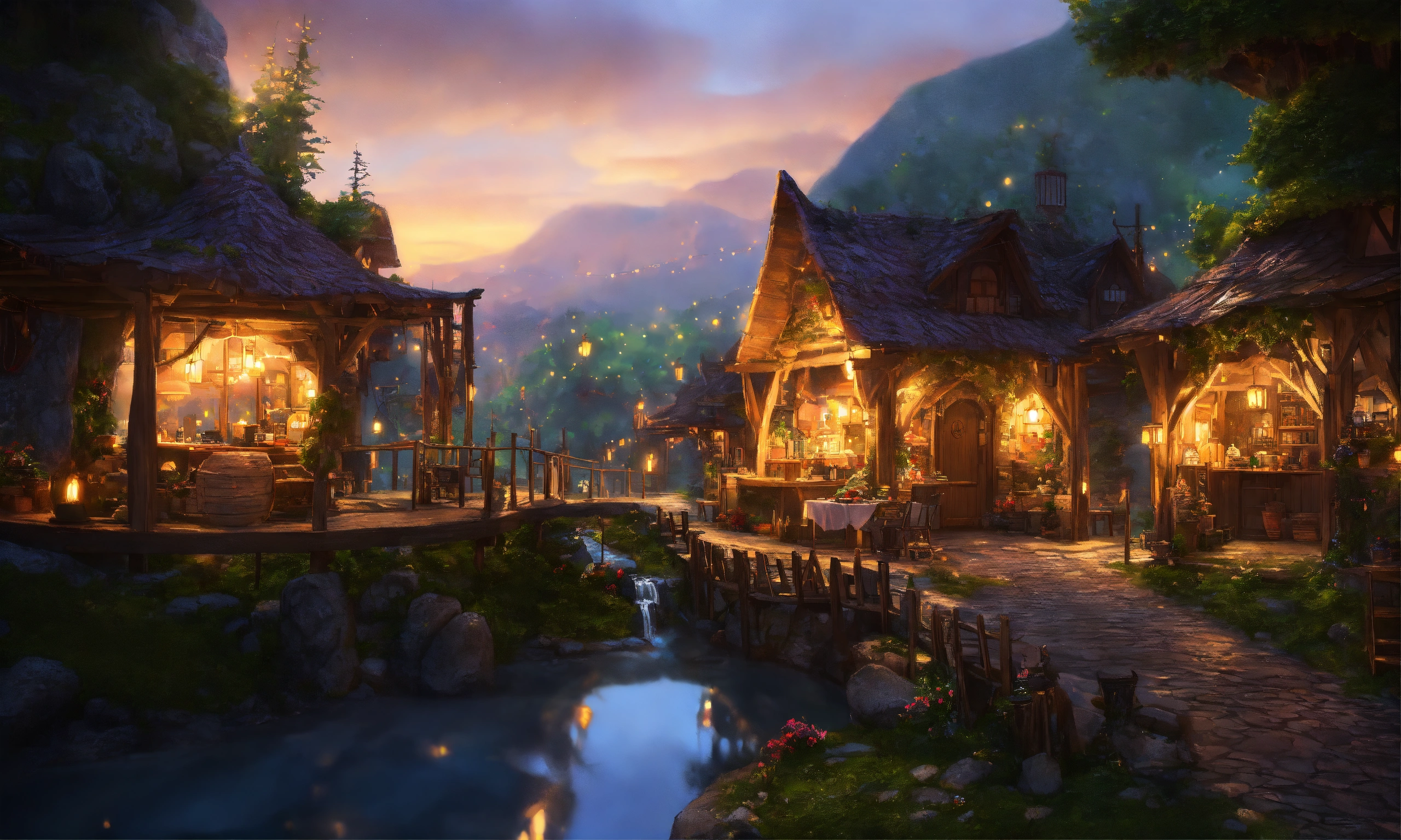 Lexica - Epic shot of ultra detailed and cozy elves city in the forest ...