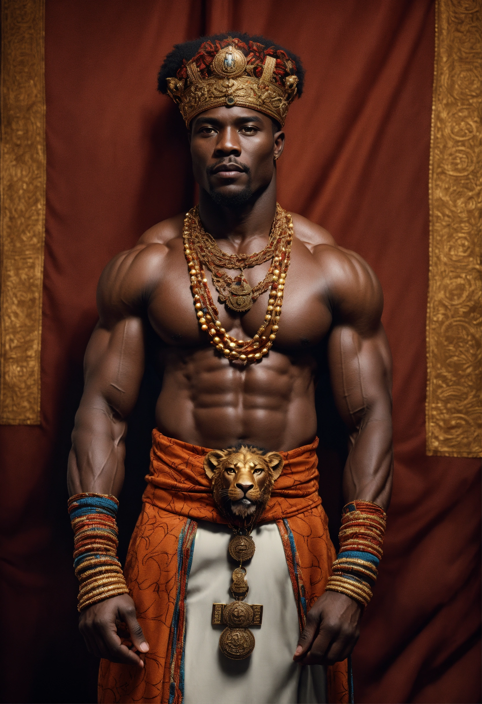 Lexica - Portrait of a stunningly beautiful middle age ghanaian king in ...
