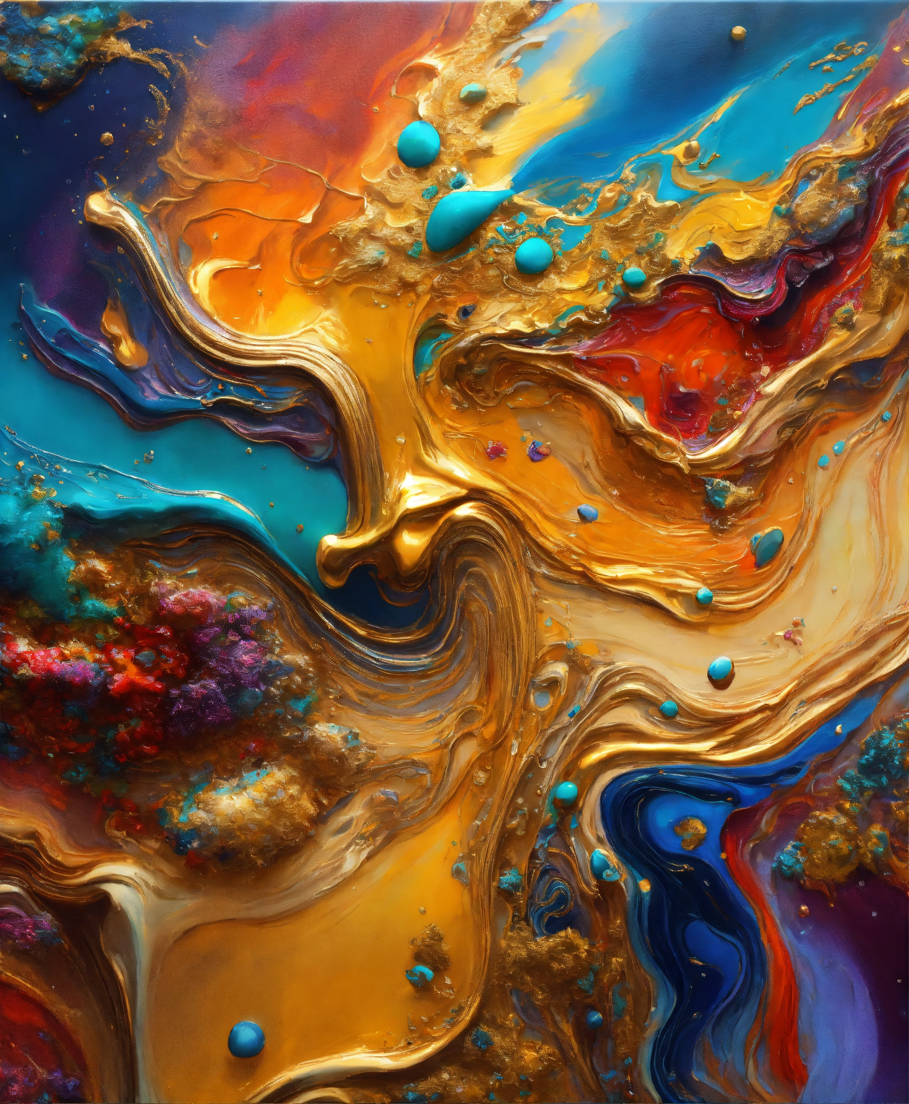 Lexica - Colorful abstract painting oil and water complex complicated ...