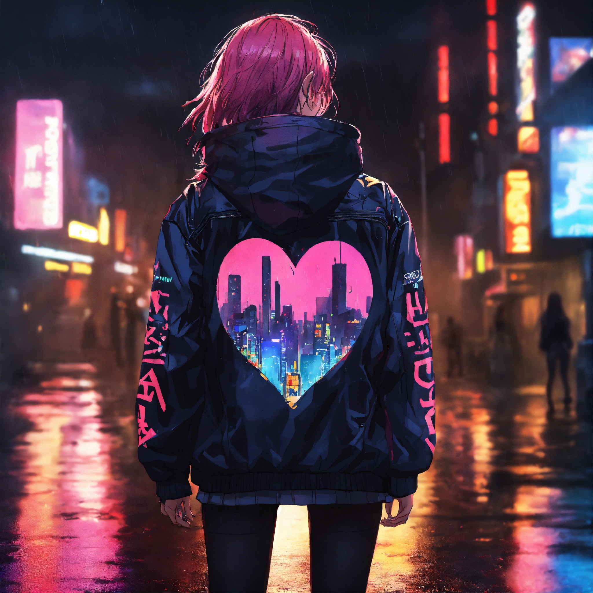 Lexica - Cyberpunk city heart broken gothic girl standing in the middle ...