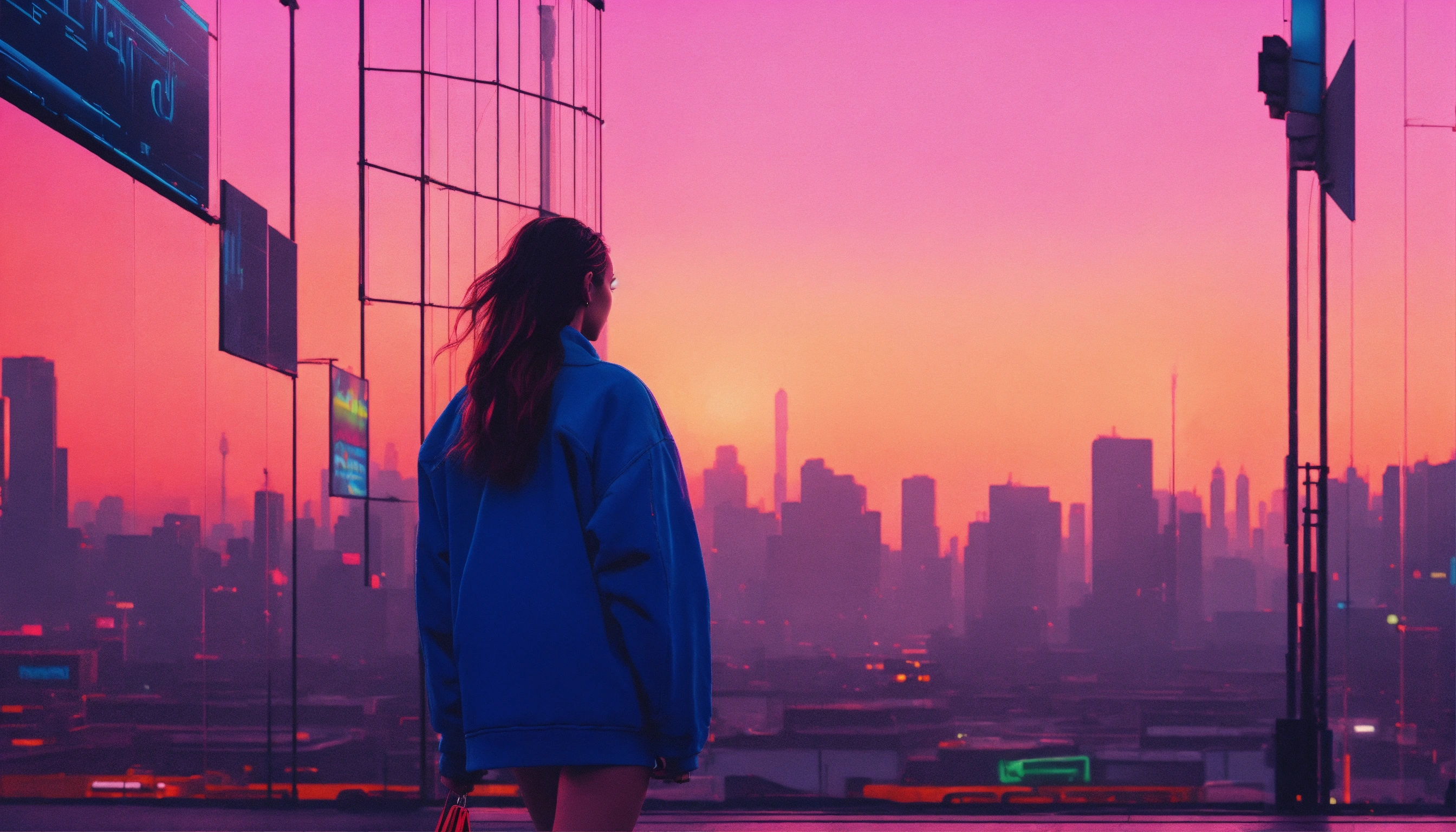 Lexica - A women in streetwear walks in front of a row of beautiful ...