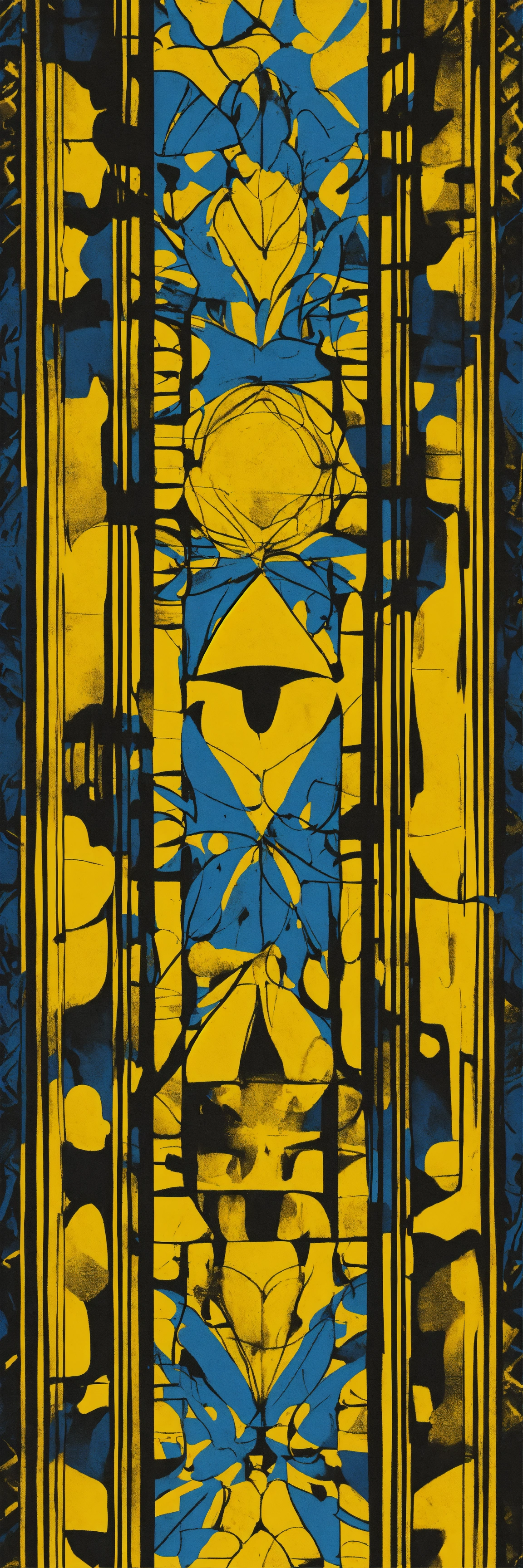 Lexica - Abstract ciral and yellow and blue print designs with contour ...