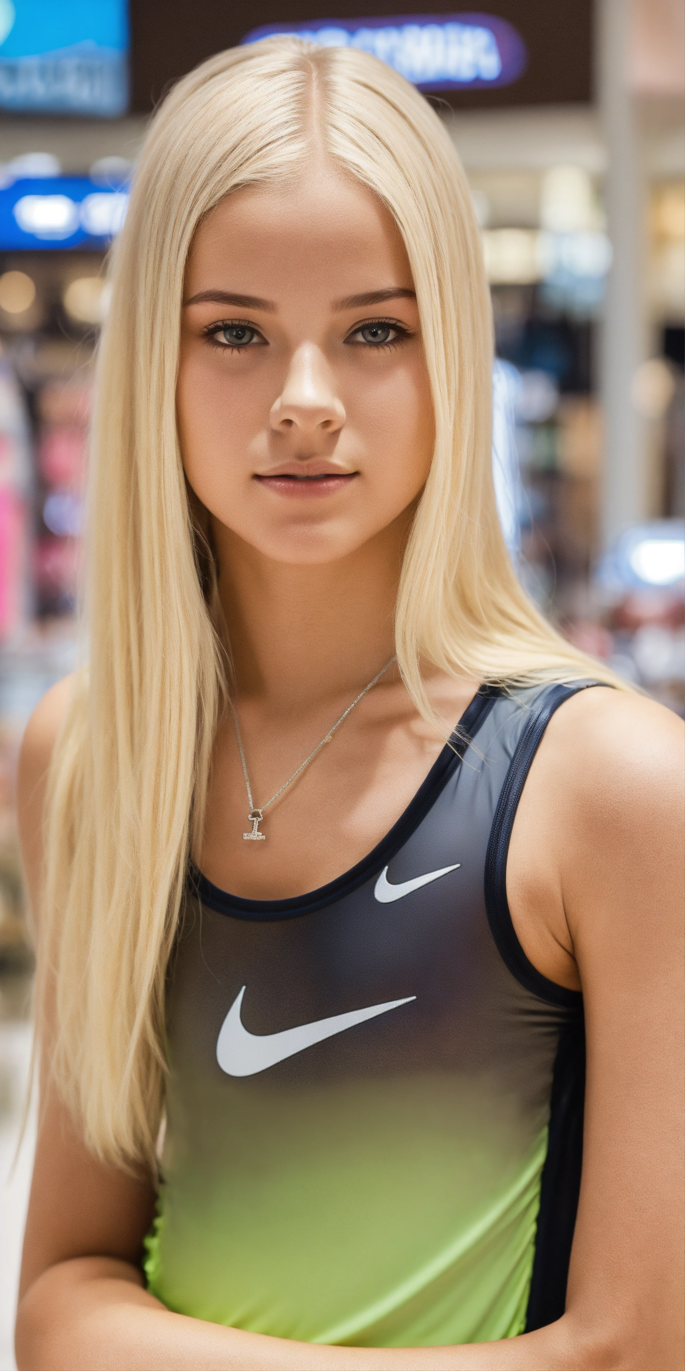 Lexica Beautiful Platinum Blonde Tween Straight Centre Parted Shiny Hair Shiny Lycra Nike 8748