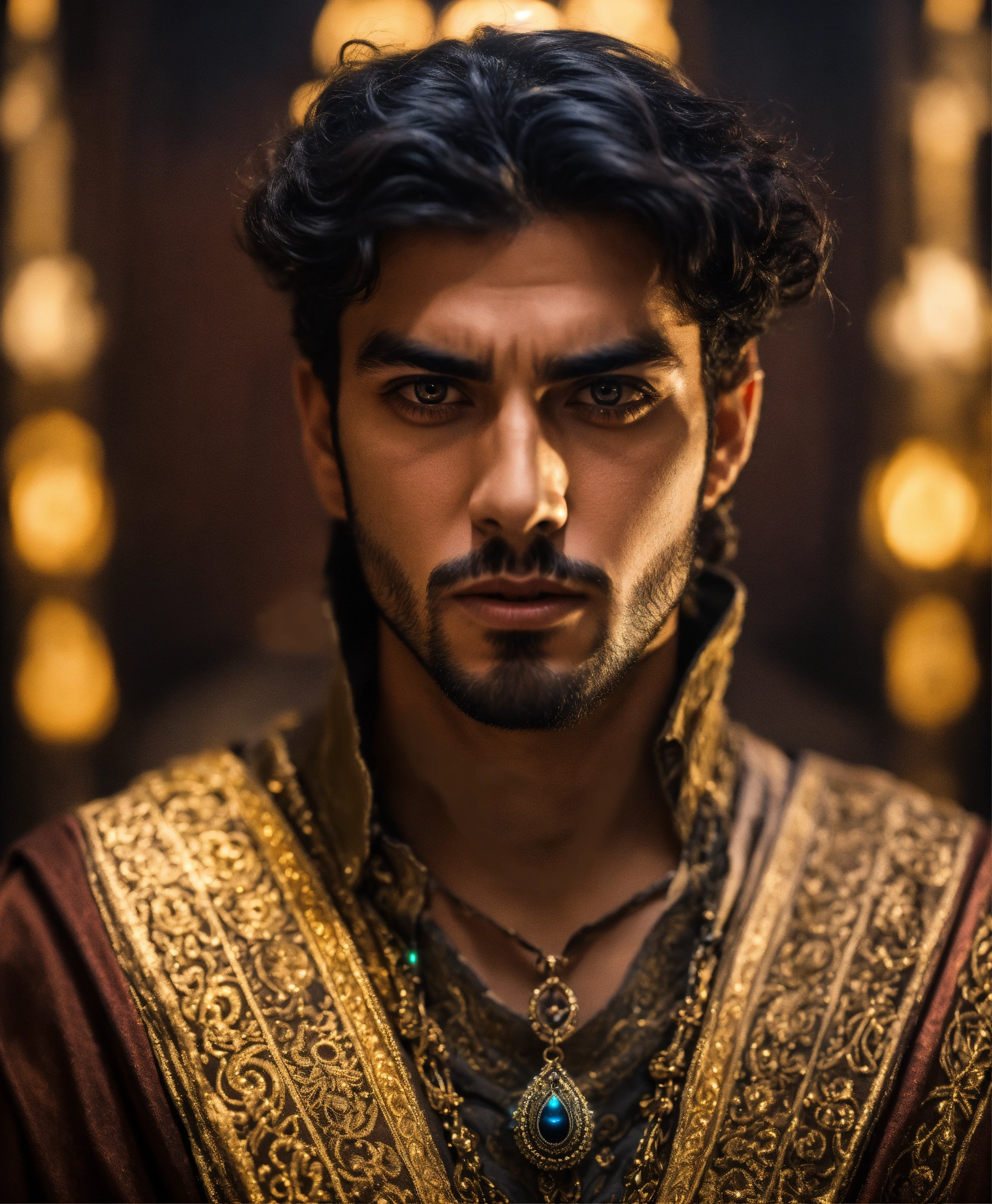 Lexica - Dramatic Headshot Of A Young Handsome, Evil Middle Eastern 