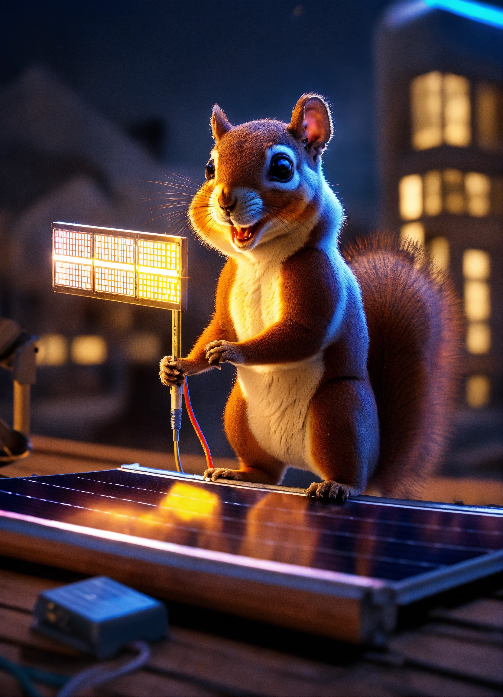 Lexica - Humanoid happy squirrel with large toupee, working as an ...