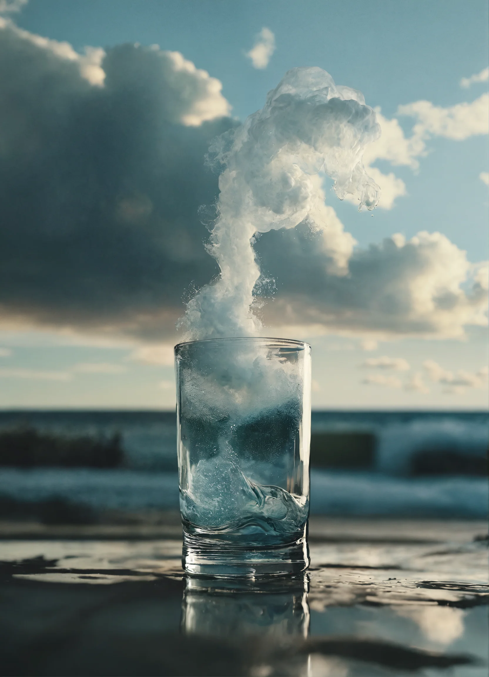 Lexica A Cloud Gets Sucked Into An Empty Glass Turning Into A Wave