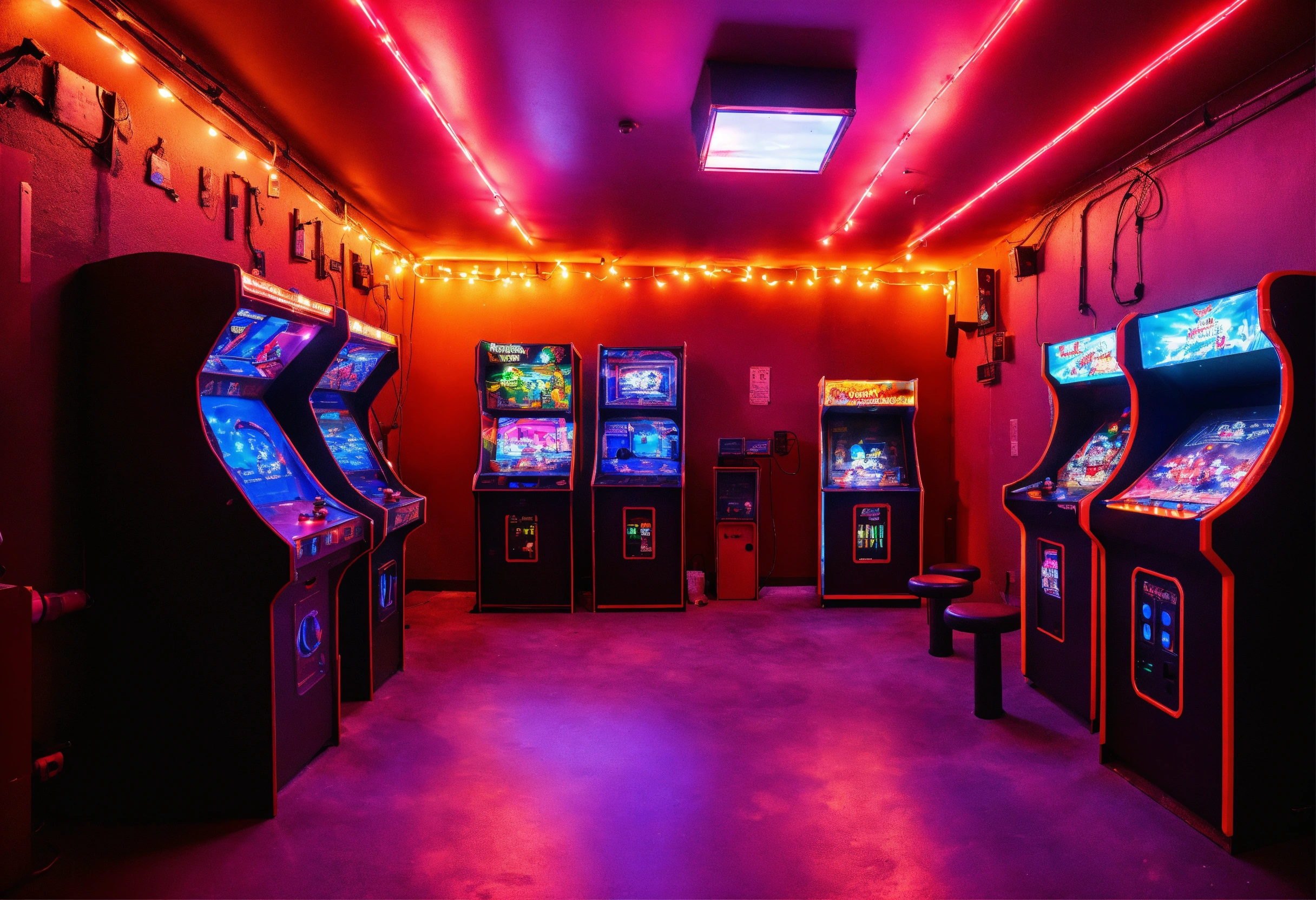 Lexica - Sci Fi tech base of operations with arcade machine, lots of ...