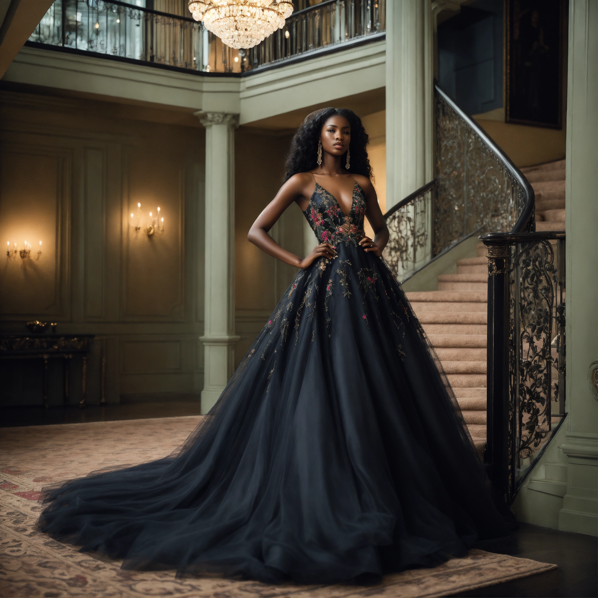 Lexica - A pretty young African American fashion model with long silken ...