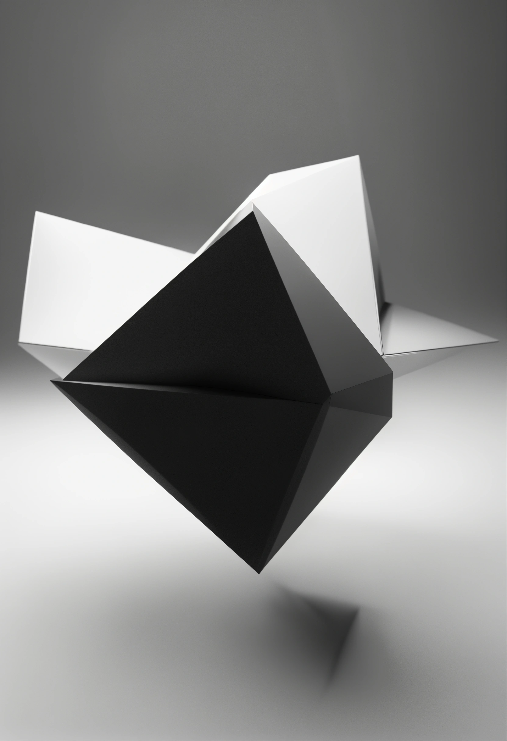 Lexica - Abstract shape or object flying, 3d render, dark, black white ...