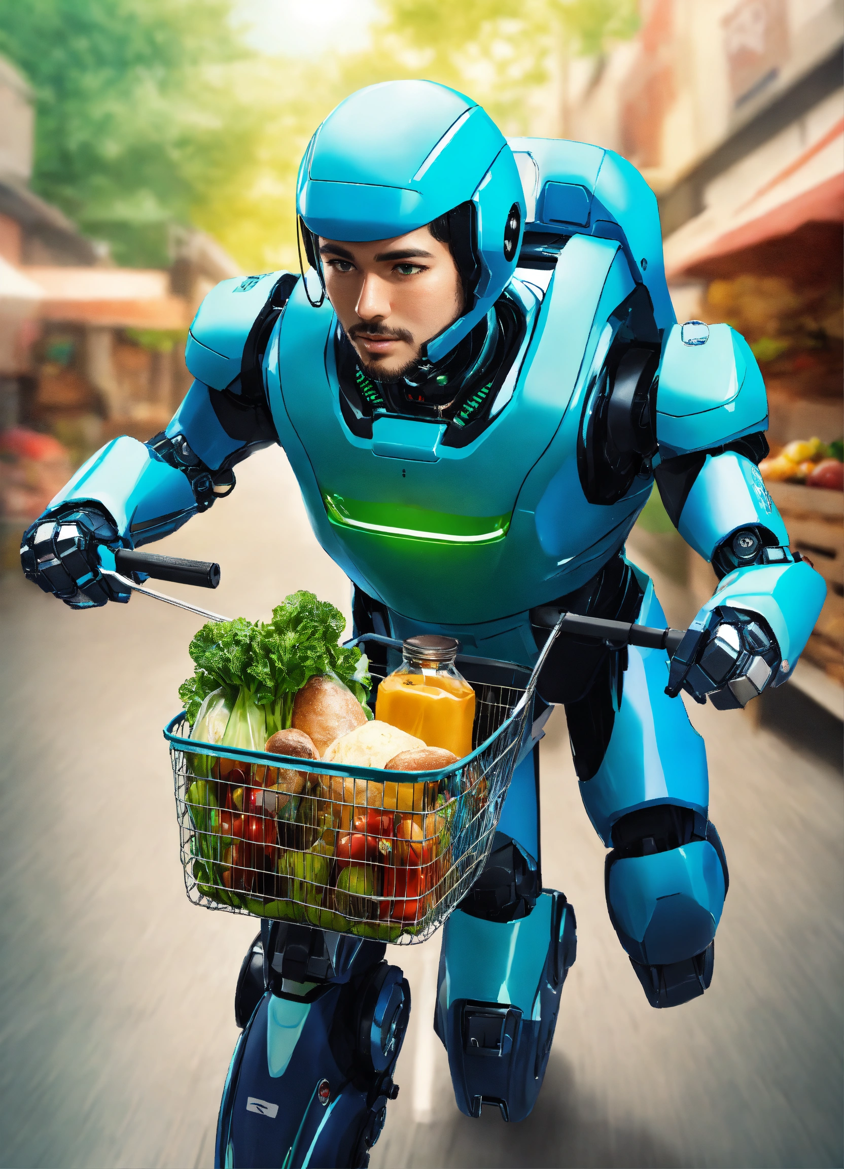 Lexica - A passionate male robot riding on the run to deliver grocery ...