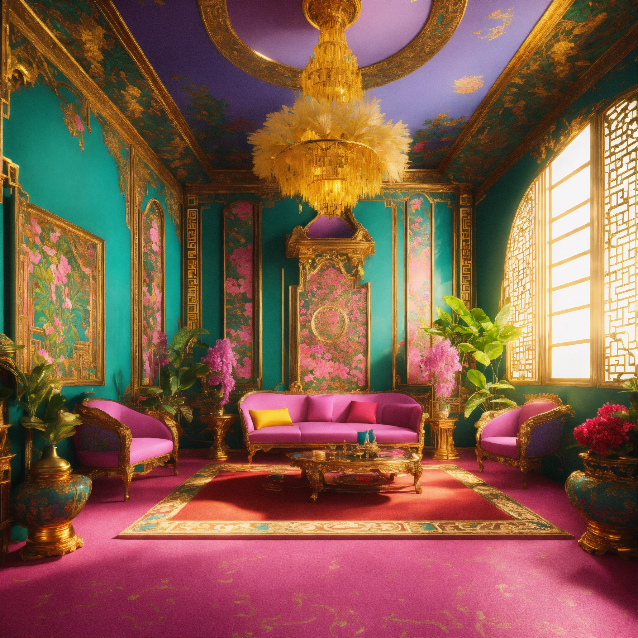 Lexica - Futuristic magnificent Chinese palace interior sitting room ...