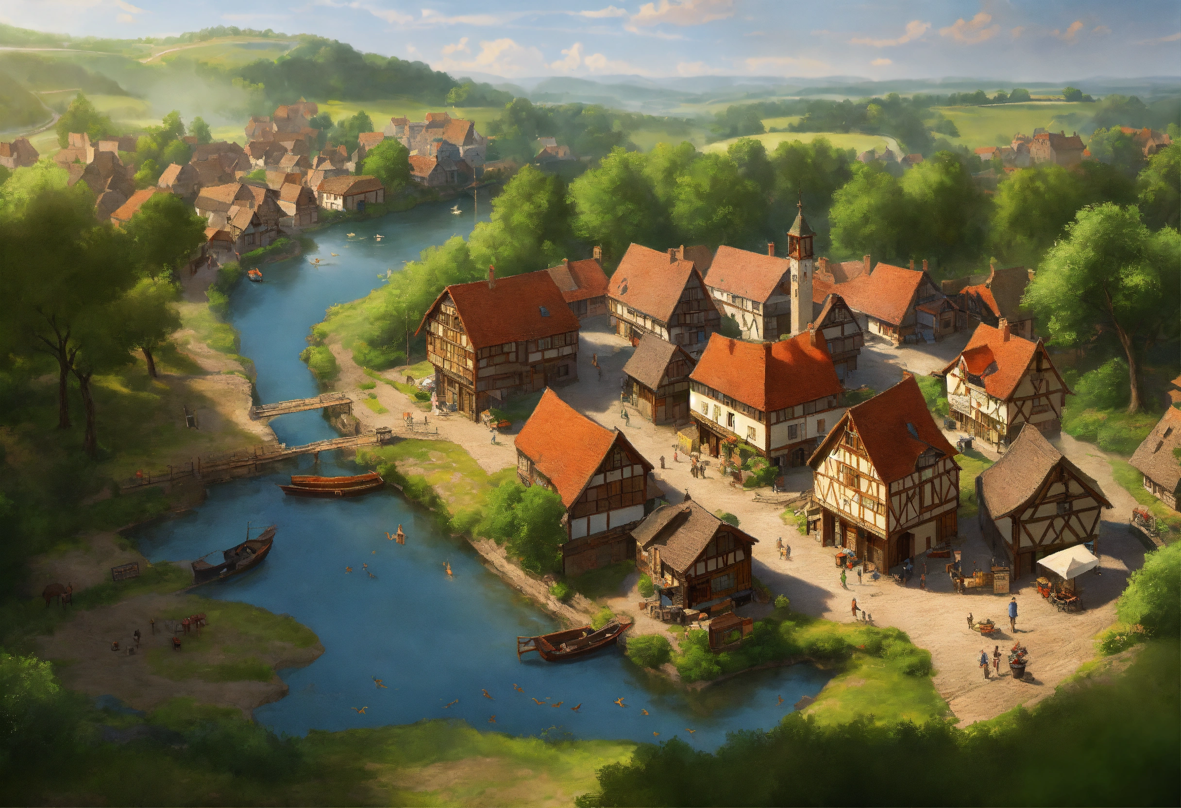 Lexica - Highly realistic, photography, Bird's eye view of a medieval ...