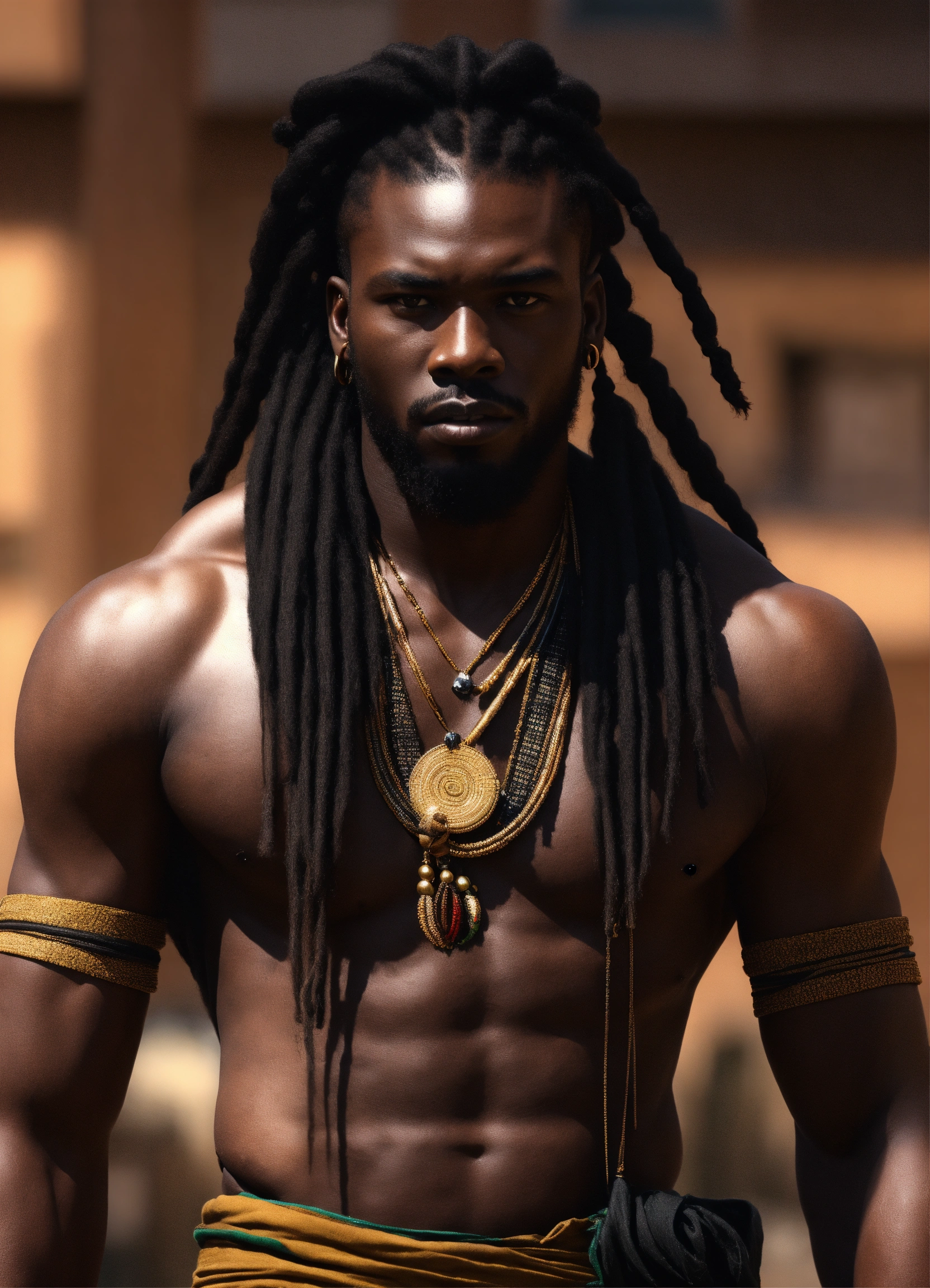 Lexica - 3d render of a Black African man with long flowing 