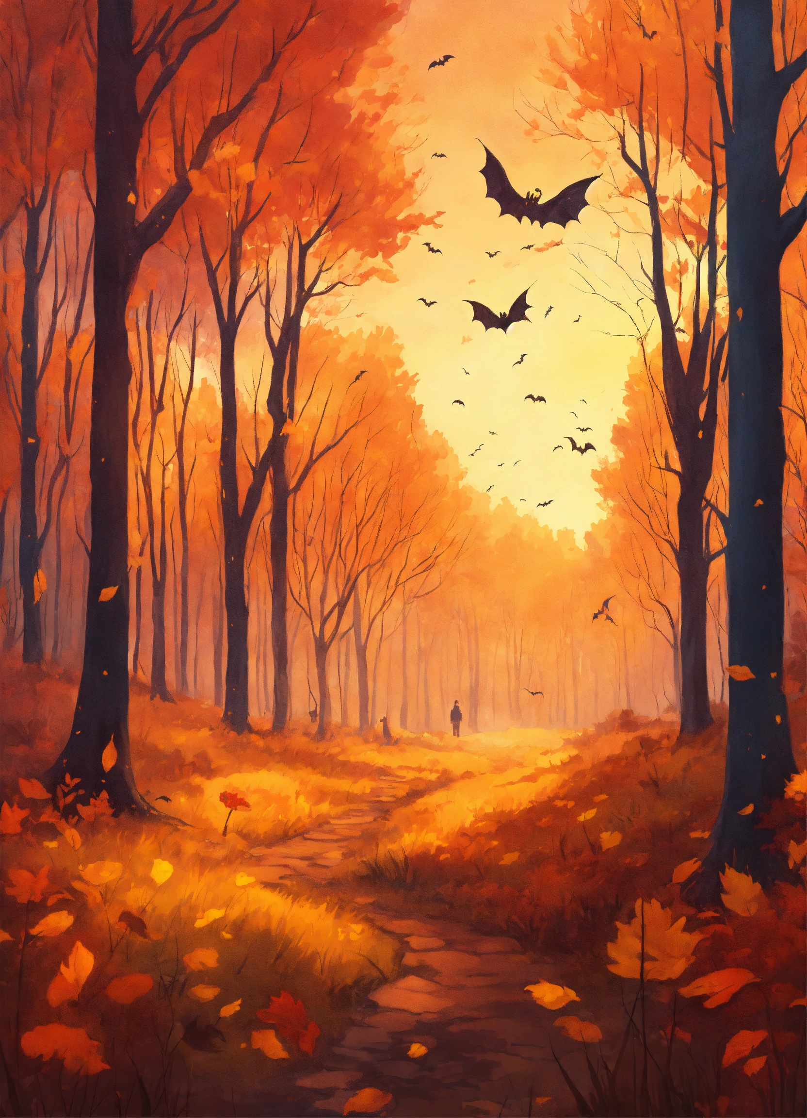 Lexica - Beautiful spooky autumn forest, golden hour, meadow in the ...
