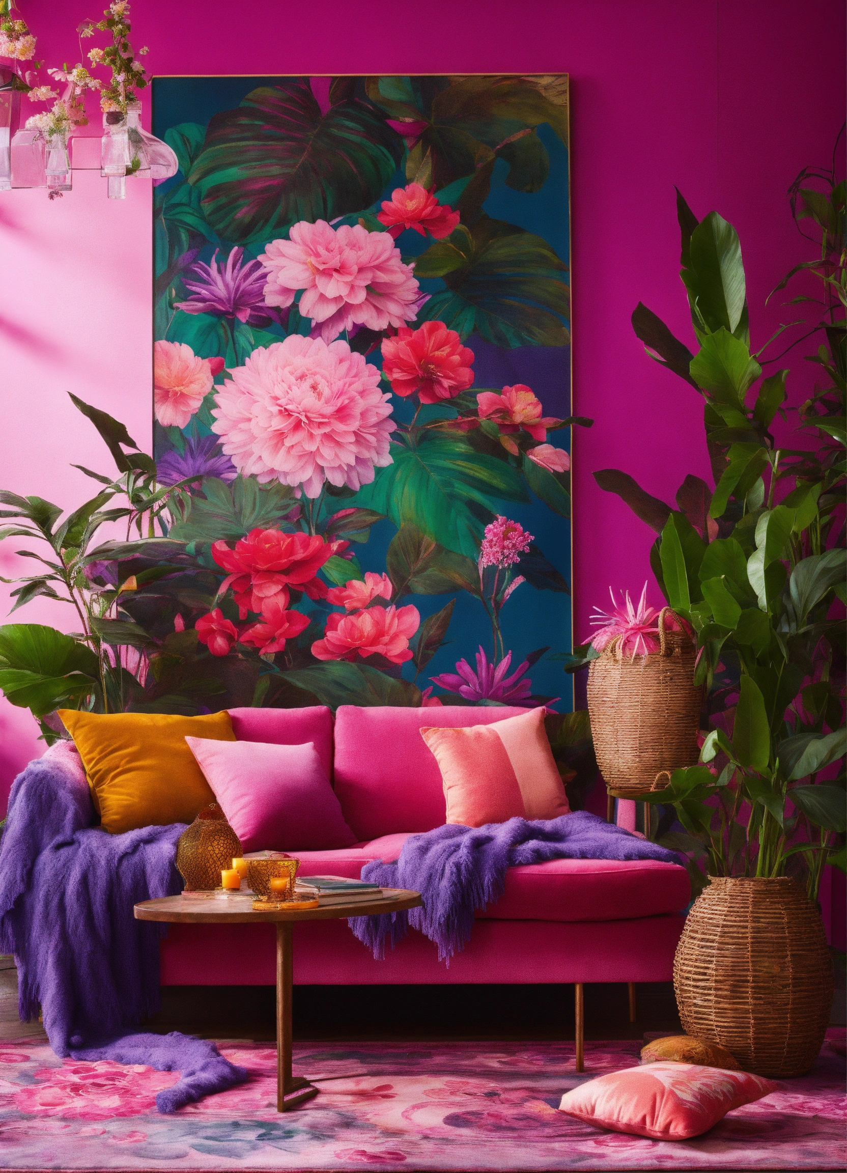 Lexica - Create some interior design using pink colours with many ...