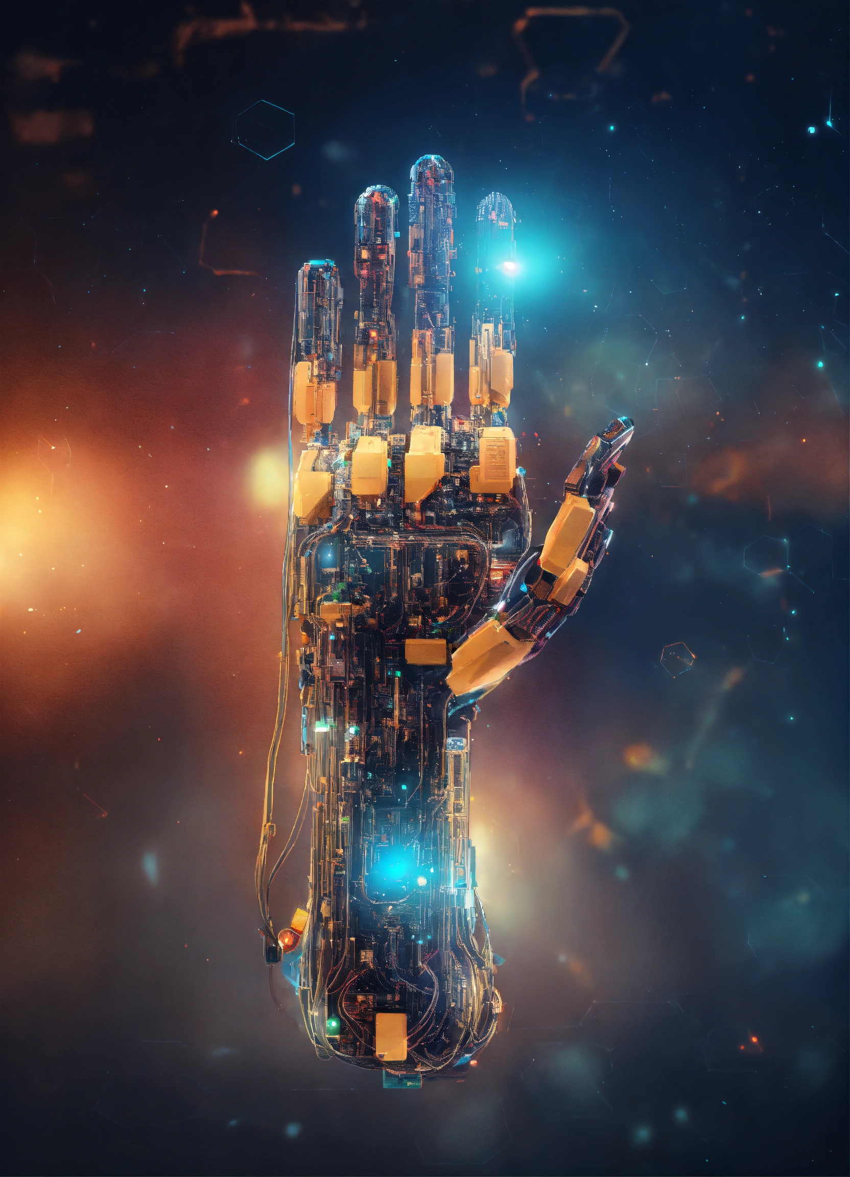 Lexica - Abstract digital hand with finger, artificial intelligence and ...