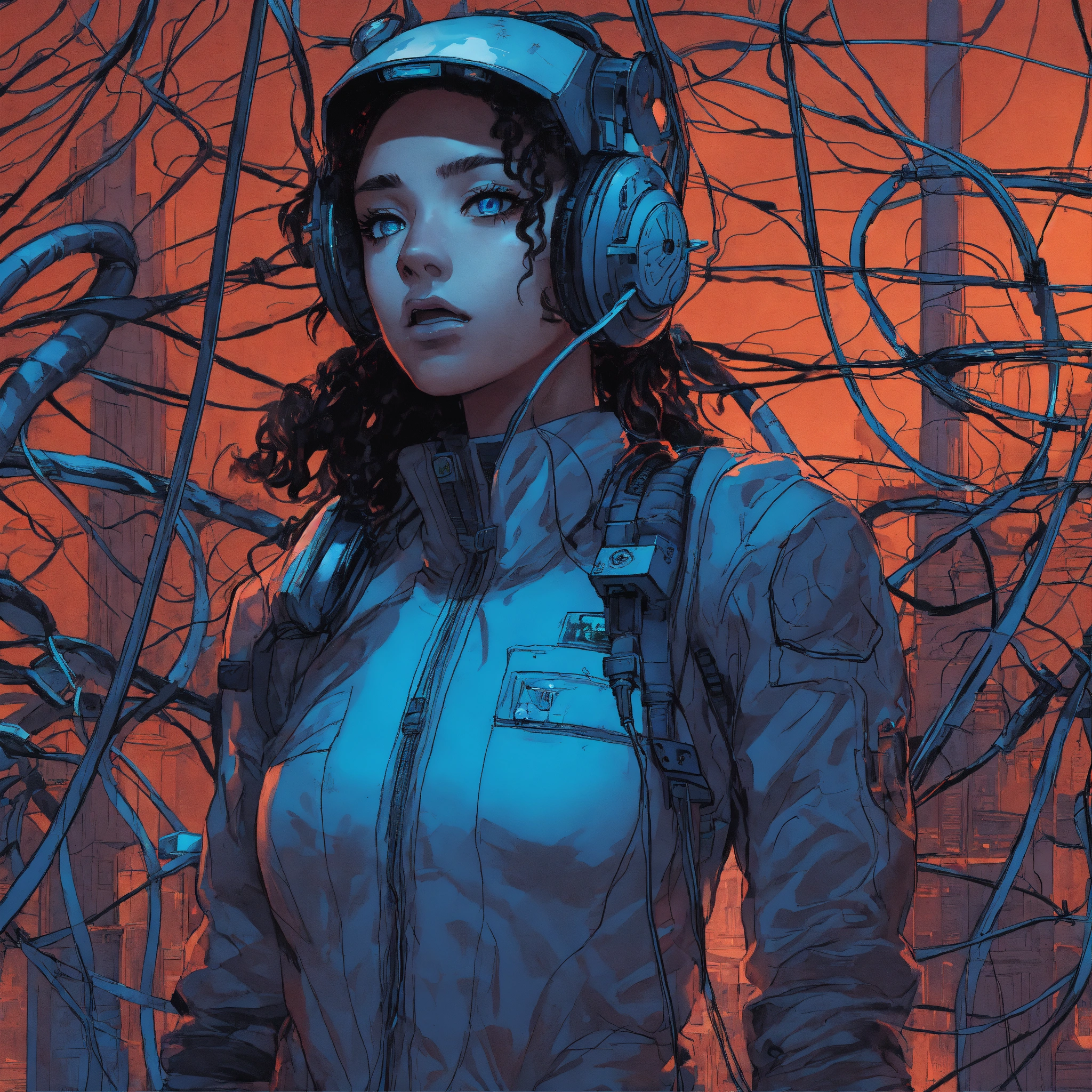 Lexica - Illustrate a dystopian comic where humans are plugged into an ...